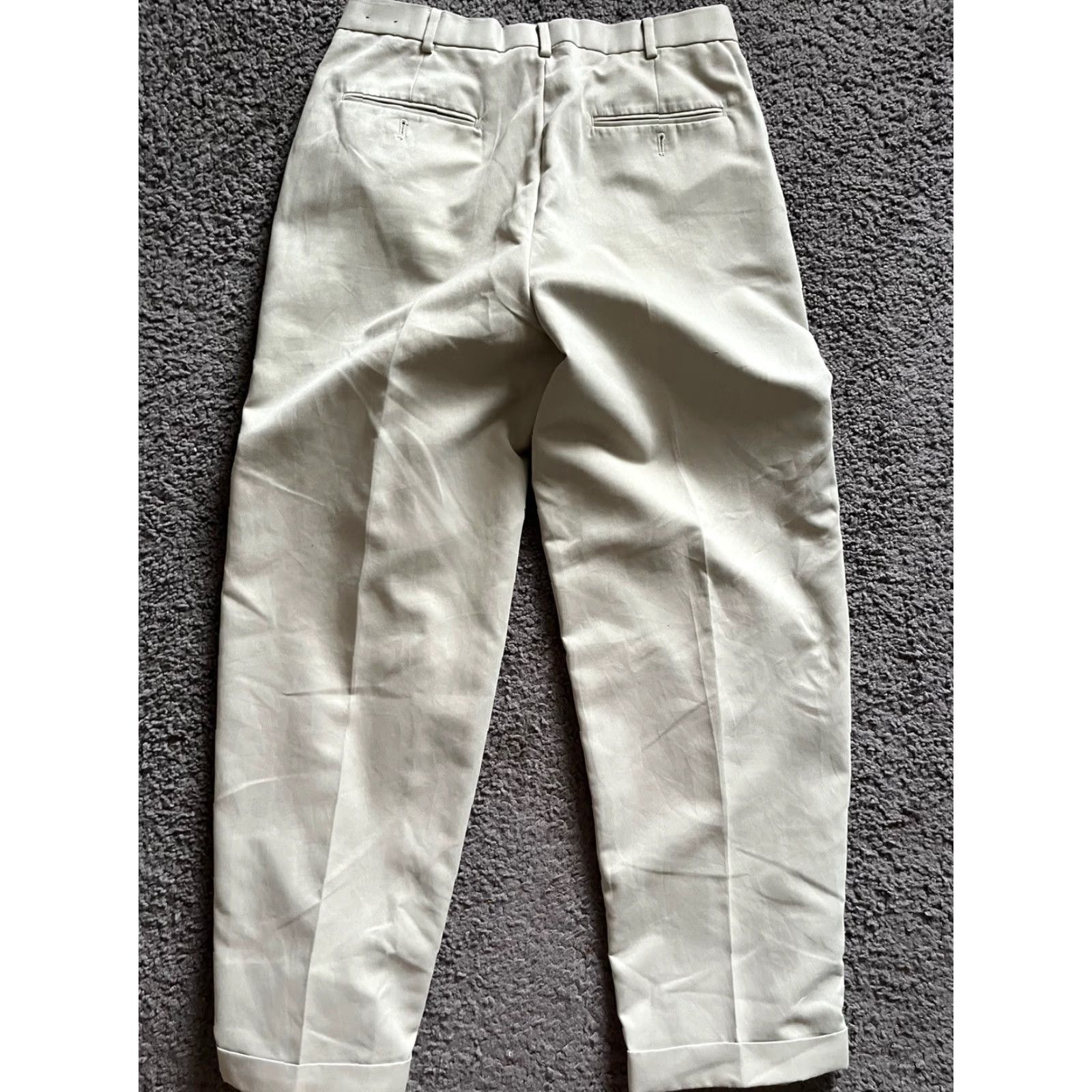 Perry Ellis Perry Ellis Portfolio Pleated Front Dress Pant 34x30 Beige Polyester Dress - Men - Regular - Cuffed - 30 In Inseam - Classic American Style Size US 34 / EU 50 - 3 Thumbnail