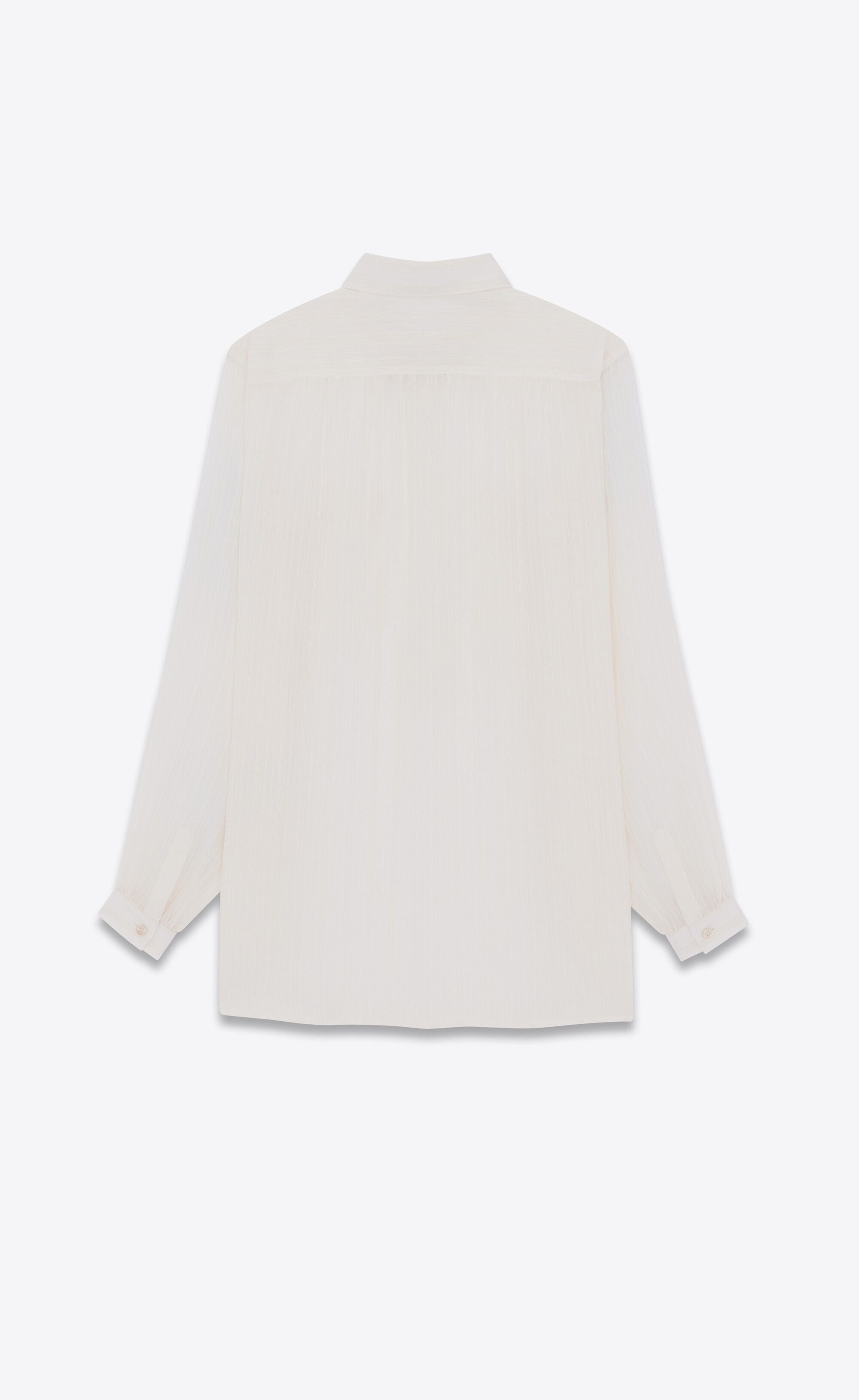 Saint Laurent Paris o1s1wg110824 Tunic Shirt in Striped Cupro in White Size US XS / EU 42 / 0 - 2 Thumbnail