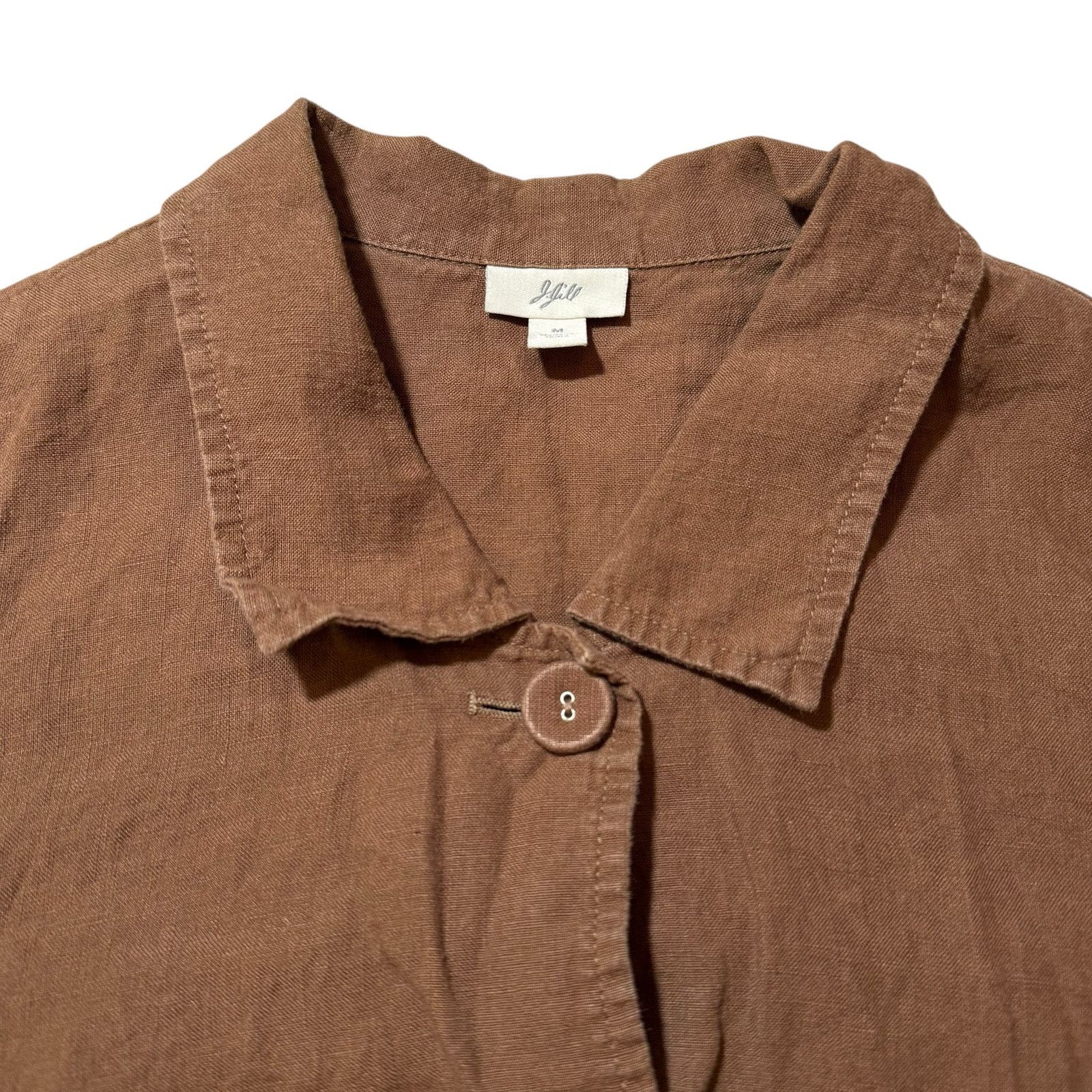 J. Jill J. Jill Linen Shirt Jacket Button Up Shacket Brown Medium Size M / US 6-8 / IT 42-44 - 2 Thumbnail