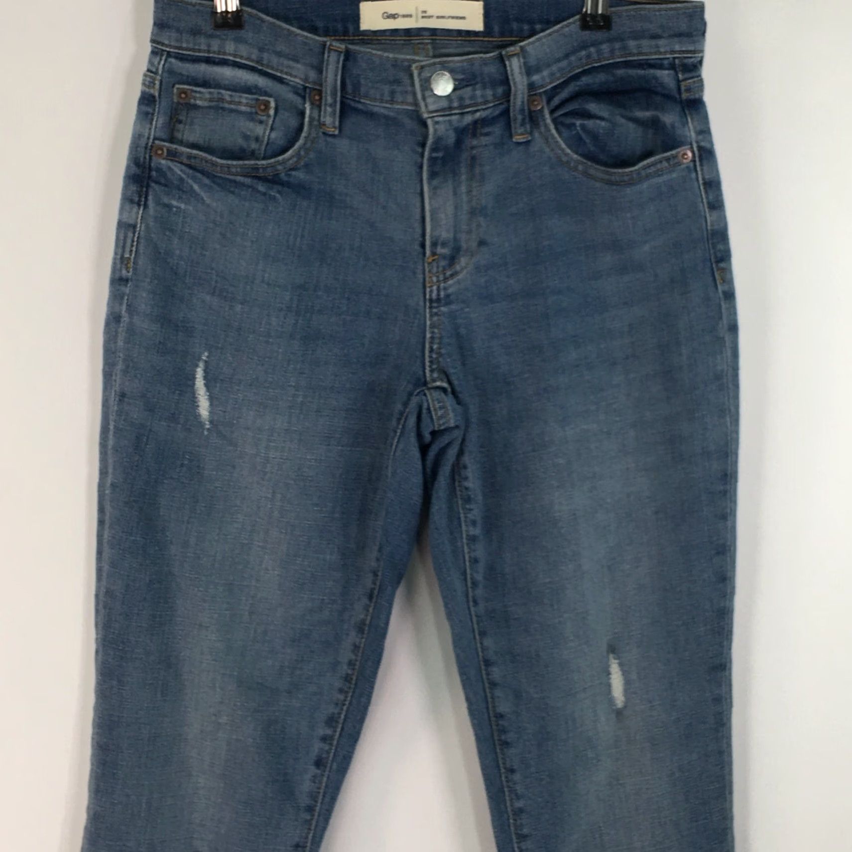 Gap Gap 1969 Best Girlfriend Jeans Distressed Regular Fit Blue Denim Size 26 Womens Size 26" / US 2 / IT 38 - 3 Thumbnail
