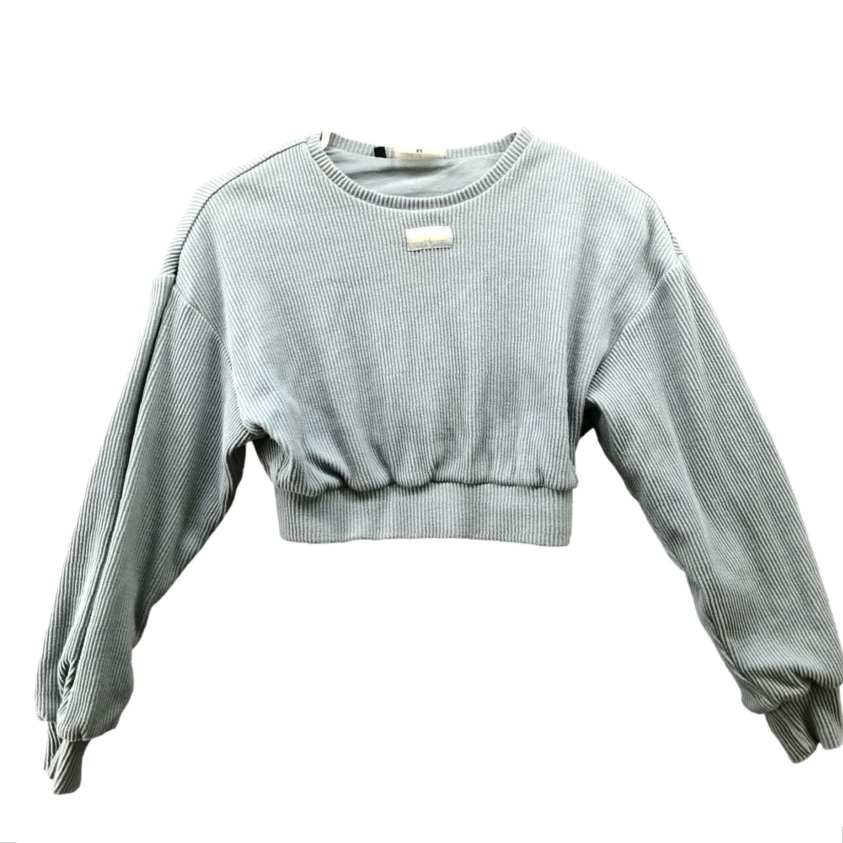 Vintage Bo+Tee Cropped Sweatshirt Womens XS Ribbed Crewneck Active Light Blue Teal Size XS / US 0-2 / IT 36-38 - 2 Thumbnail