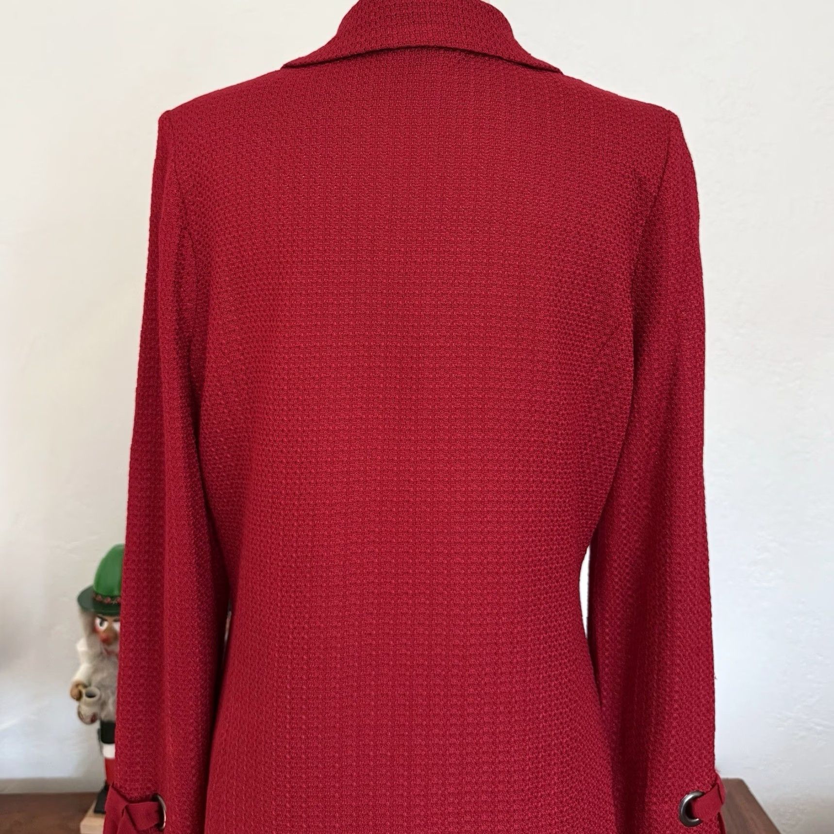 Vintage VINTAGE Misook Tailored Tie Cuff Knit Jacket Red Textured Woven Knit Size S Size S / US 4 / IT 40 - 7 Thumbnail