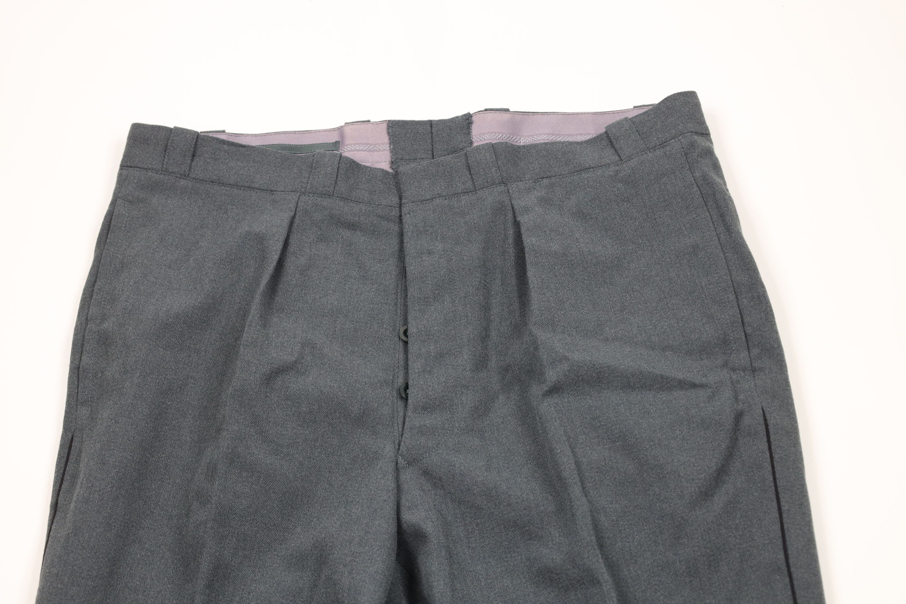Vintage Vintage 90s Military Wool Button Fly Wide Leg Pants Green Size US 34 / EU 50 - 2 Thumbnail