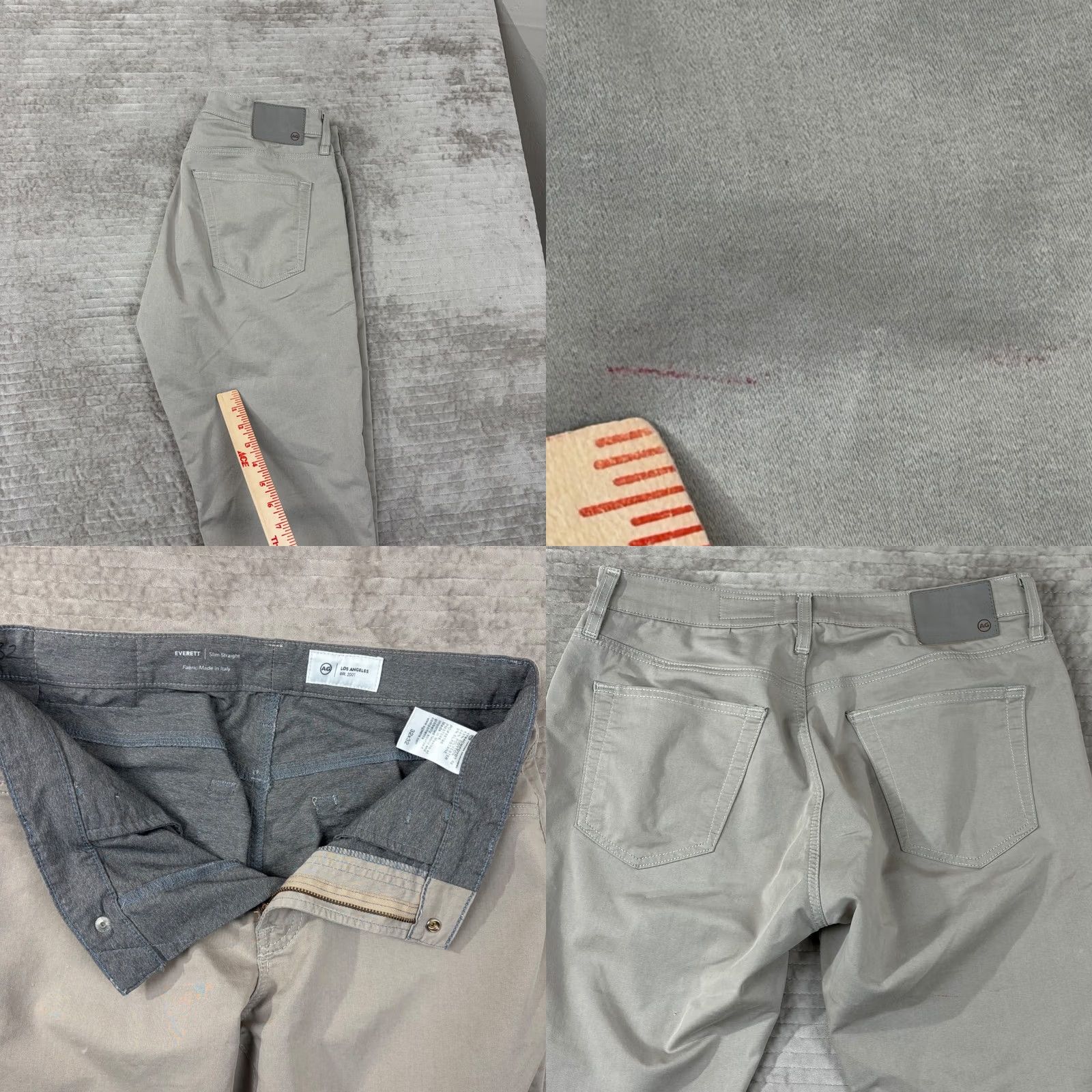 Vintage AG Adriano Goldschmied Pants Mens 32 Beige Everett Slim Straight Grey Khaki 32x32 1794CMPDYDT Size US 32 / EU 48 - 9 Thumbnail