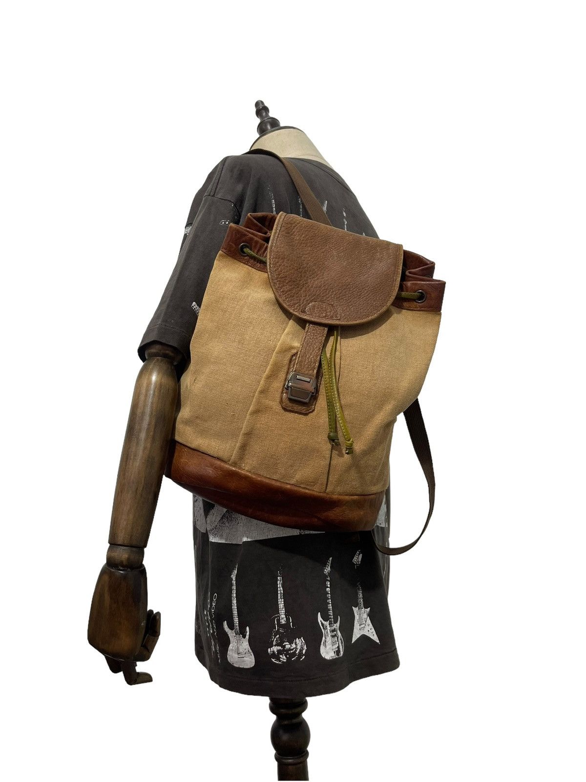 Genuine Leather Leather Linen Backpack Vtg Unknown Japan Bag 2🟩 Size ONE SIZE - 1 Thumbnail