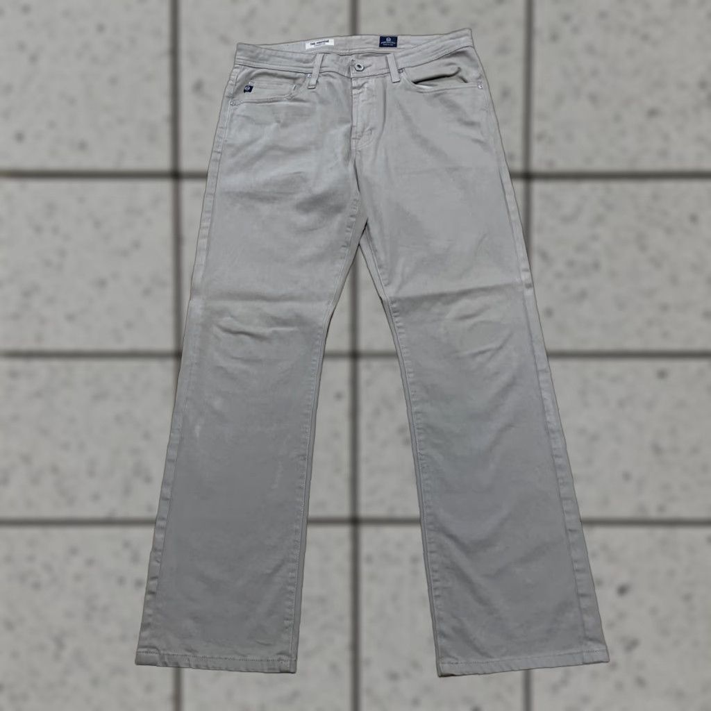 Vintage AG Adriano Goldschmied Pants Men 32x30 The Protege Relaxed Straight Leg Pant khaki Solid 5-Pocket Design Button Zip Stretch Casual Workwear 32 Mens Size US 32 / EU 48 - 1 Thumbnail