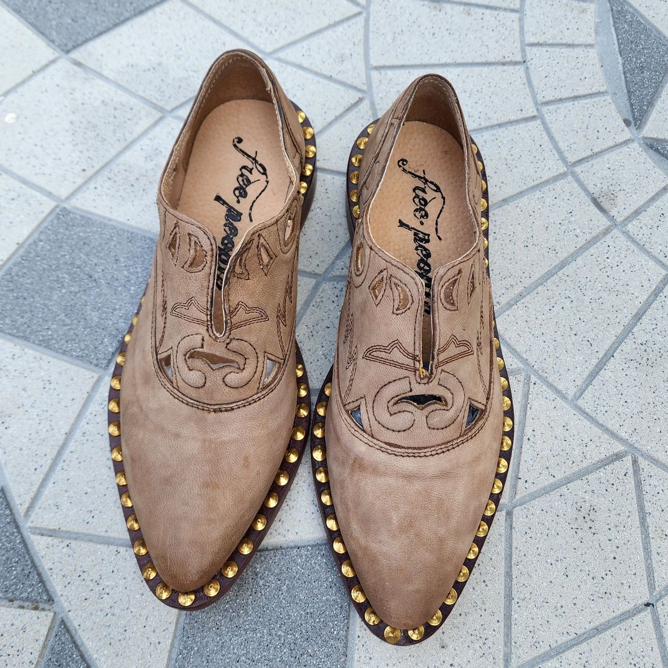 Free People Free People Twin Falls Leather Studded Cowgirl Loafers 36 Size US 5.5 / IT 35.5 - 8 Thumbnail