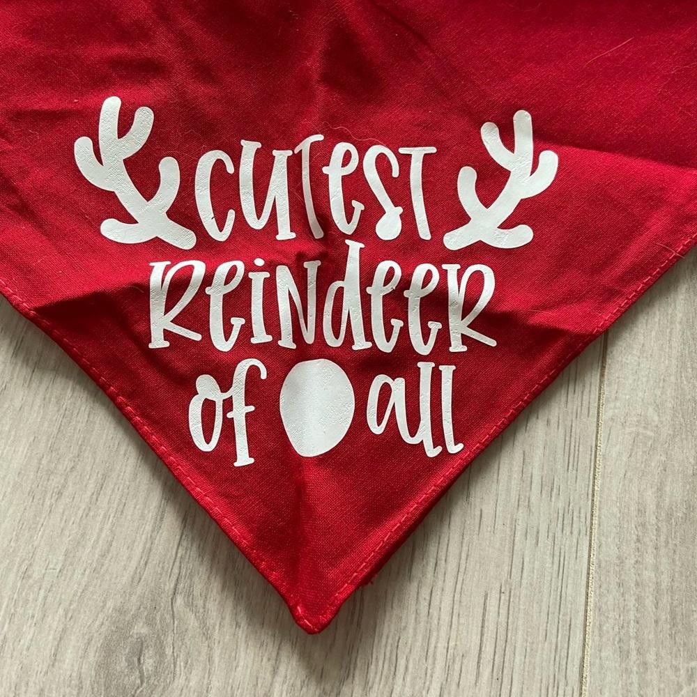 Designer Red Reindeer Statement Dog Bandana Size ONE SIZE - 2 Thumbnail