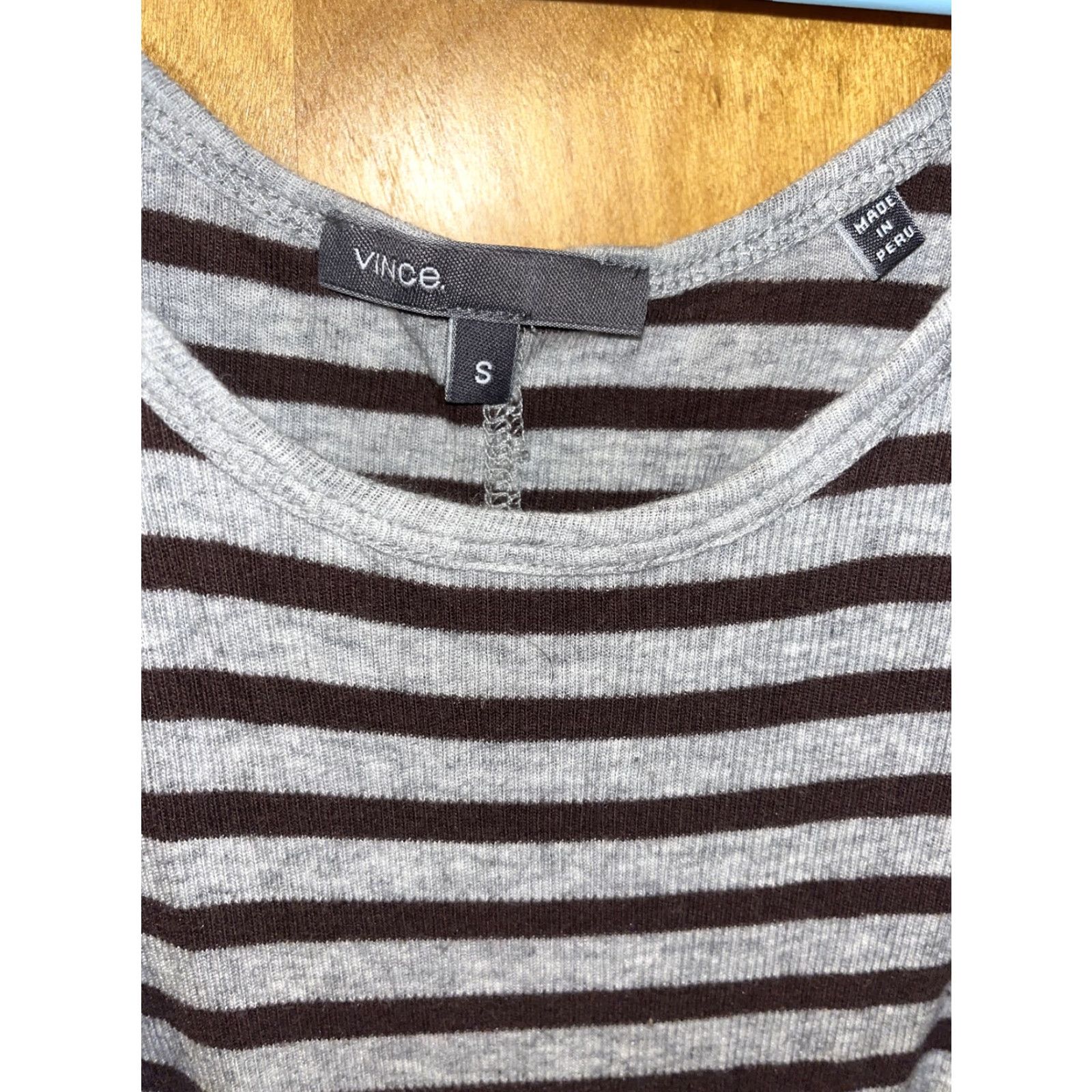 Vince VINTAGE Vince Pima Cotton Gray Striped Tank Women Small Ribbed Pullover Scoop Neck Classic Grunge Size S / US 4 / IT 40 - 2 Thumbnail
