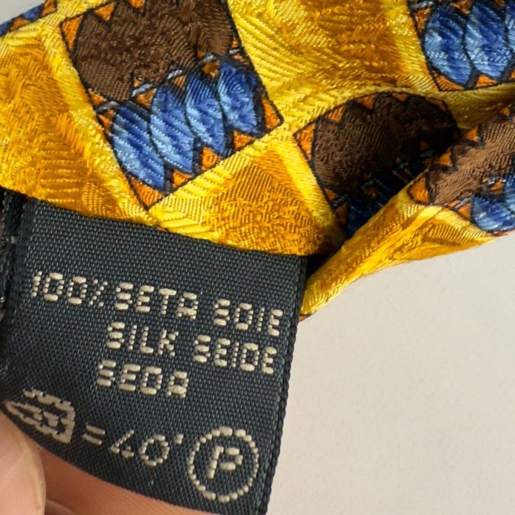 Ermenegildo Zegna Ermenegildo Zegna Plaid Yellow Blue & Brown Tie L 58" W 4" Size ONE SIZE - 3 Thumbnail