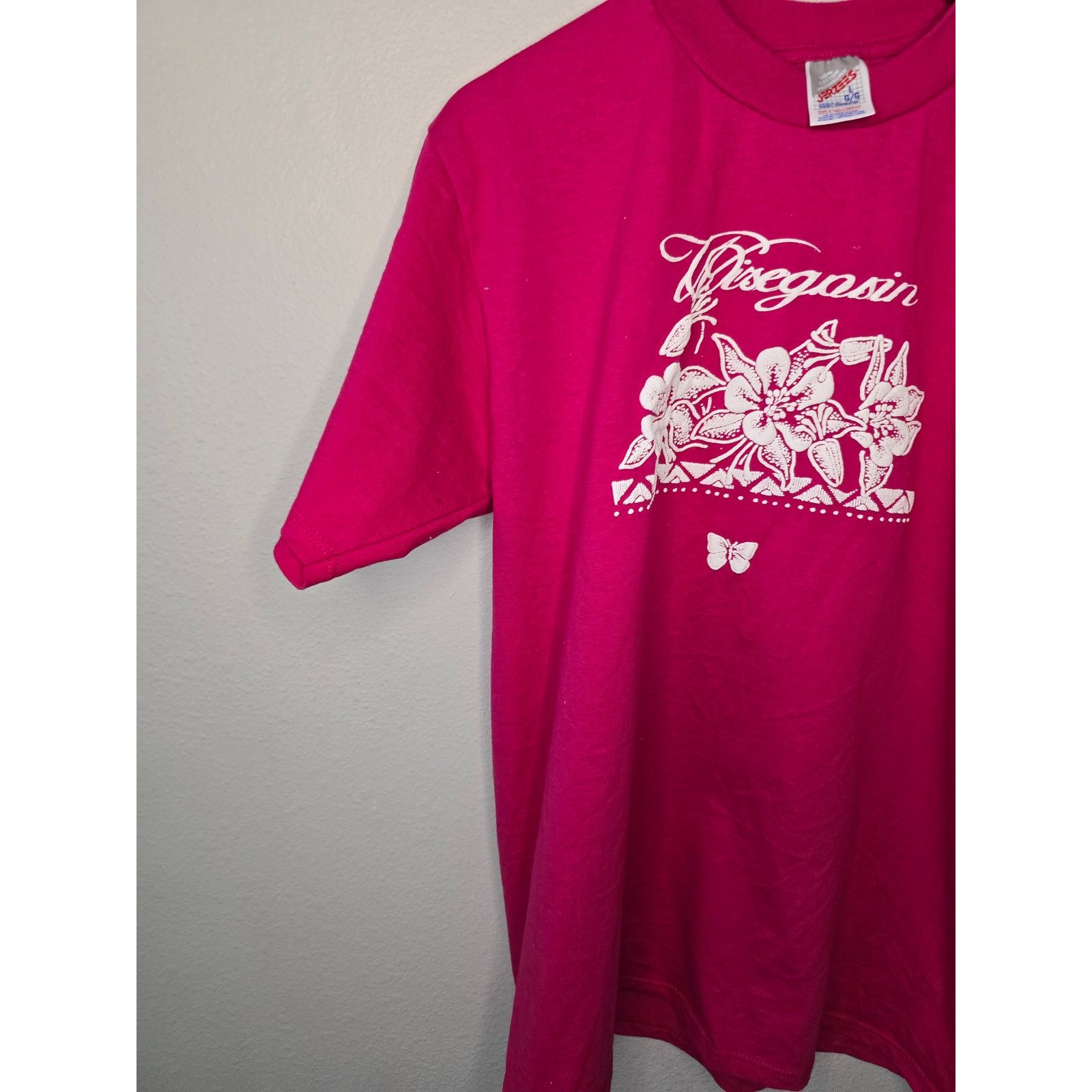 Jerzees × Vintage Vintage Test Print Shirt Pink L Floral OOAK Misprint Tee Size US L / EU 52-54 / 3 - 4 Thumbnail