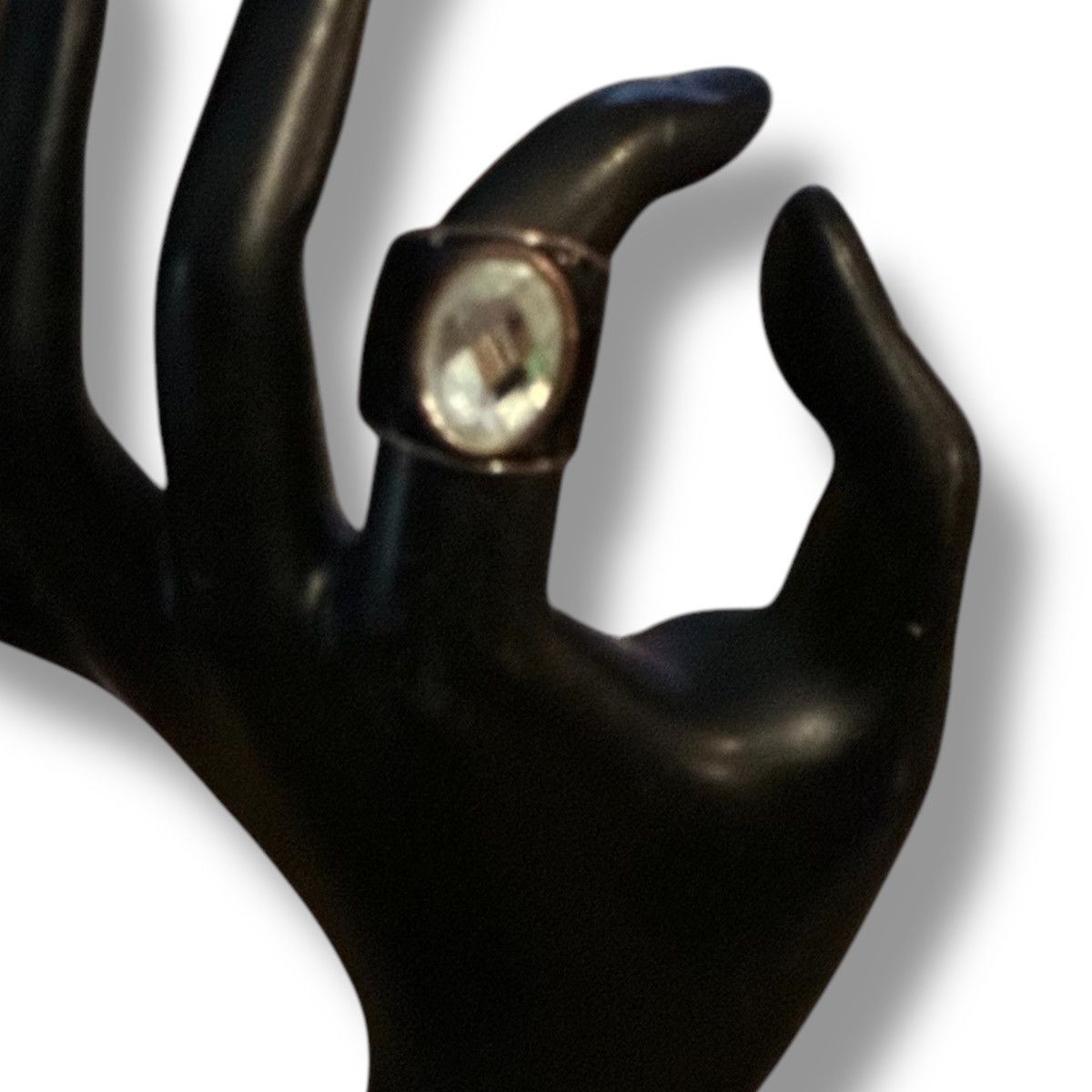 Vintage Vintage wide black enamel rhinestone ring Size ONE SIZE - 2 Thumbnail