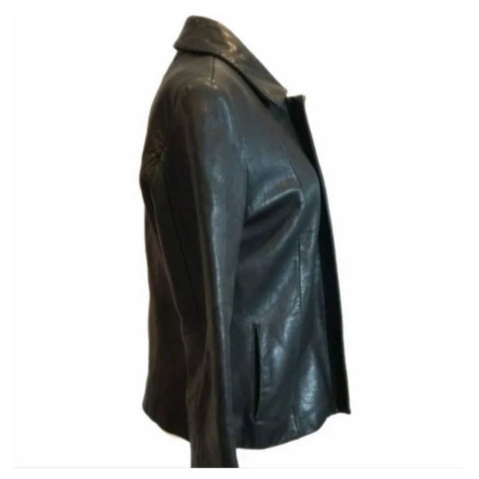 Jones New York Womens Jones New York Black Leather Jacket Coat Size M / US 6-8 / IT 42-44 - 2 Thumbnail