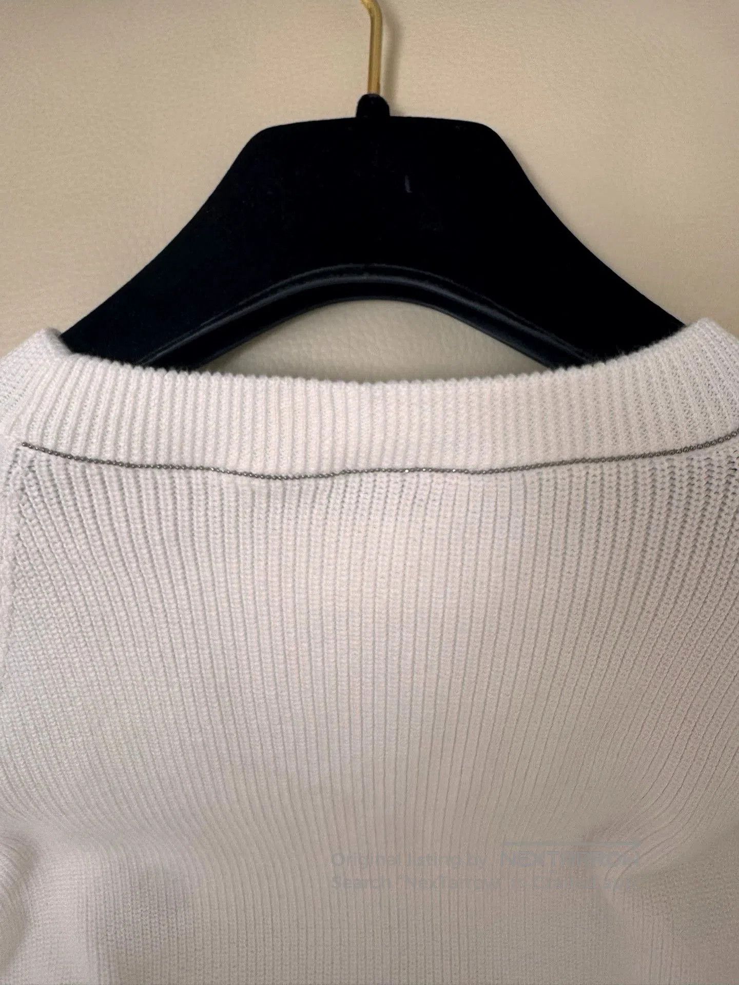 Brunello Cucinelli white knit top with mesh sleeves. Size US XS / EU 42 / 0 - 7 Thumbnail