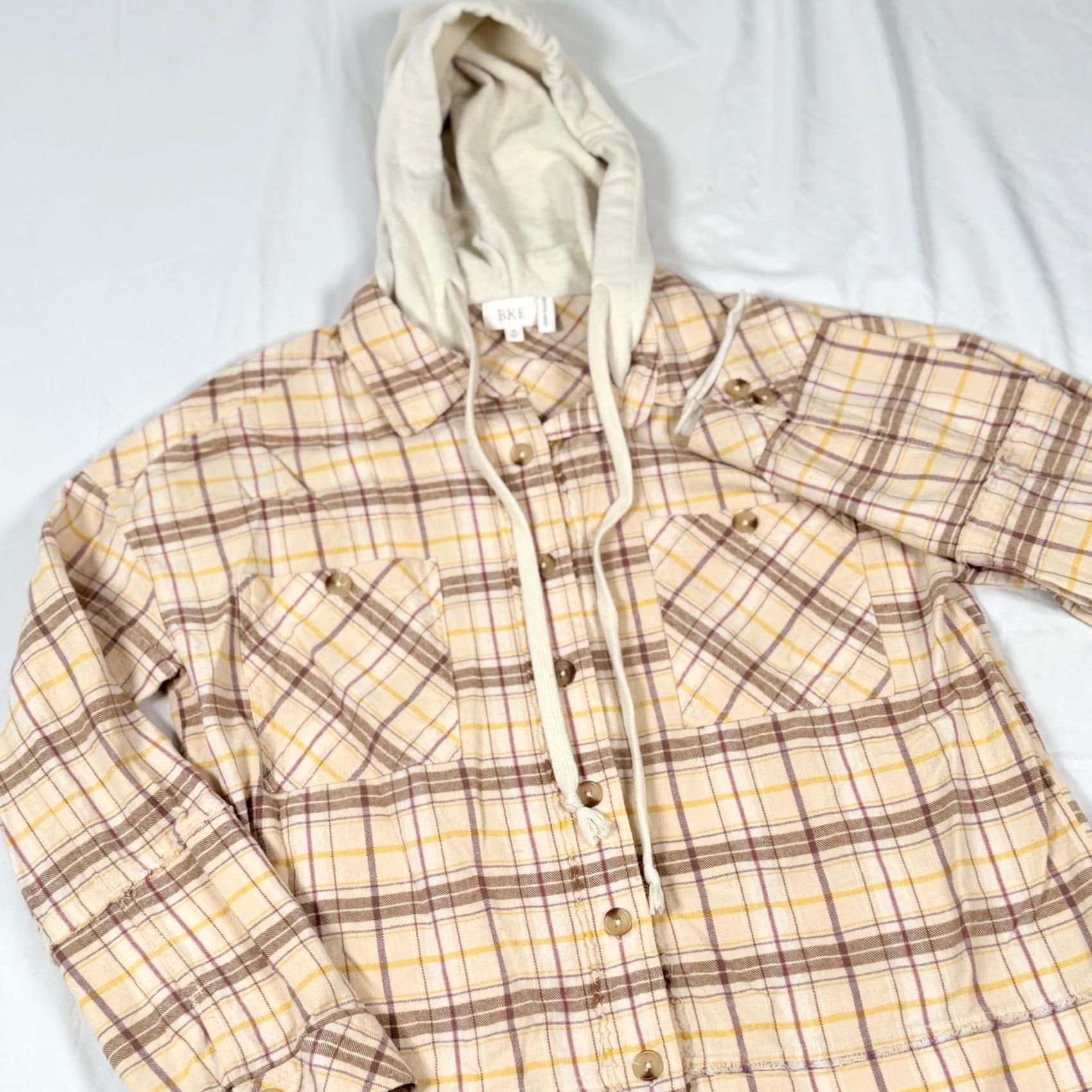 BKE VINTAGE BKE Boyfriend Shirt Jacket Shacket Plaid Hooded Flannel Button Front Shirt Jacket Size M / US 6-8 / IT 42-44 - 2 Thumbnail