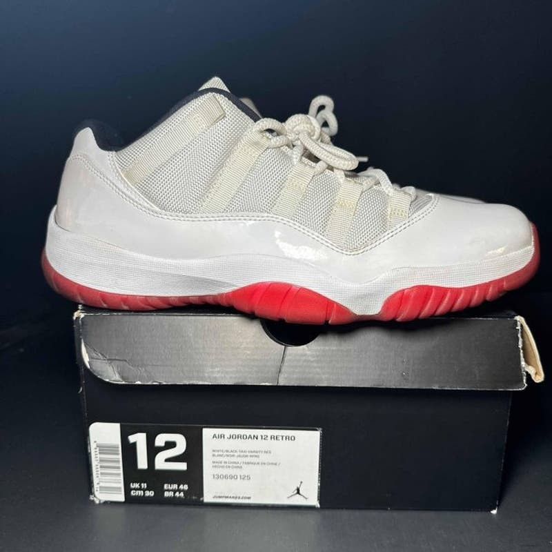 image of Air Jordan 11 Retro Low 'cherry Bottom' Pre-Owned Sneakers in White, Men's (Size 12)