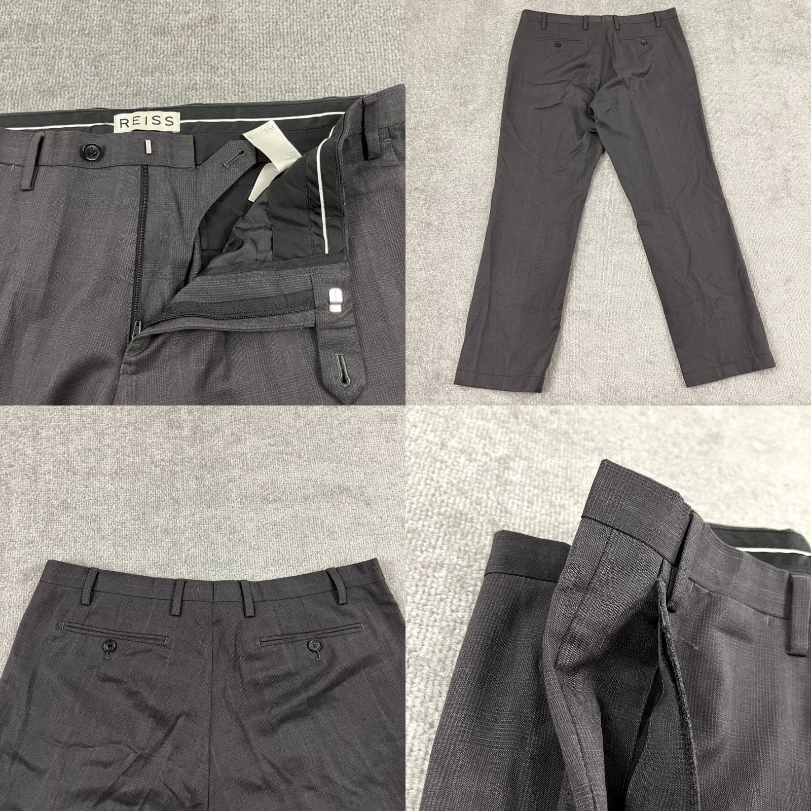 Reiss REISS Pants Mens 34 x 29 Straight 100% Wool Gray Dress Trousers Slacks Size US 34 / EU 50 - 8 Thumbnail