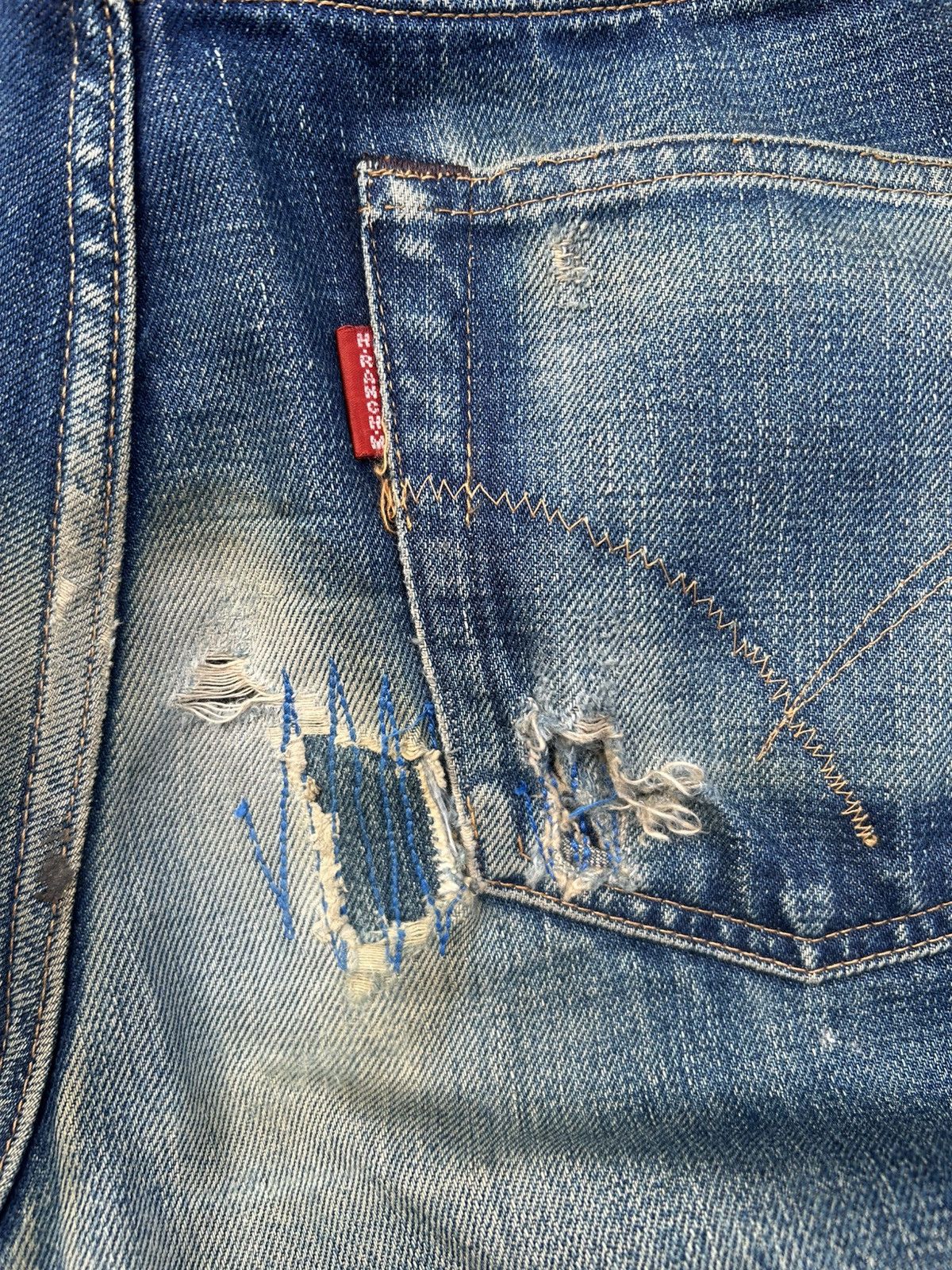 Kapital Vintage Blue Blue Hr Market Selvedge Distressed denim jeans Size US 30 / EU 46 - 12 Thumbnail