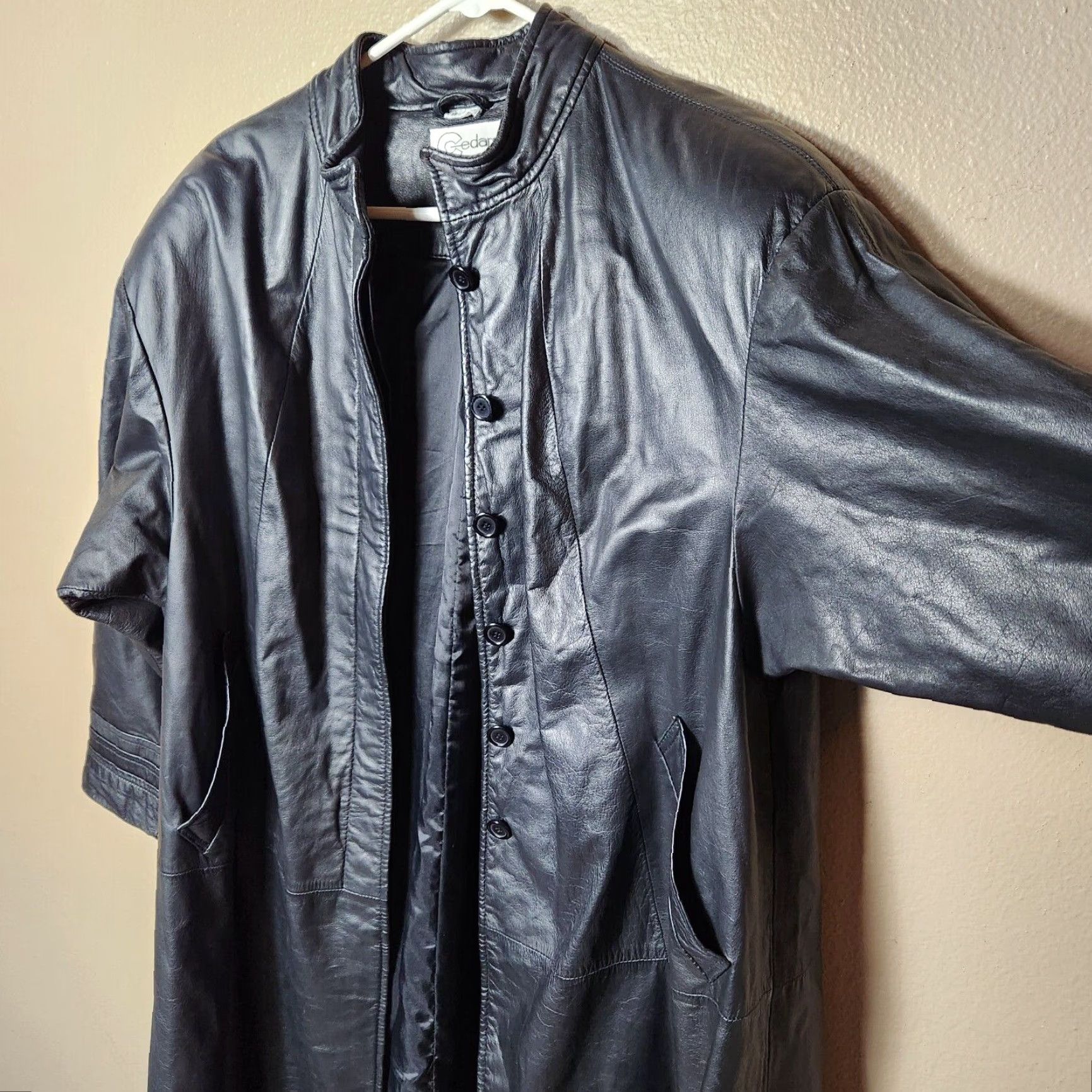 Vintage VINTAGE Cedar Coat Womens Black Genuine Leather Buttonfront Full Length Coat-Size M Size M / US 6-8 / IT 42-44 - 2 Thumbnail