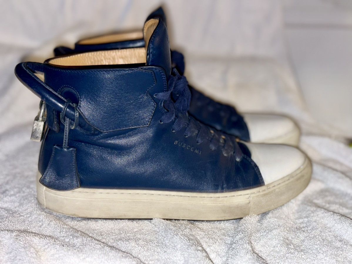 Buscemi BUSCEMI 125 mm Blue Leather HighTop Loc Sneaker Size US 9 / EU 42 - 11 Thumbnail