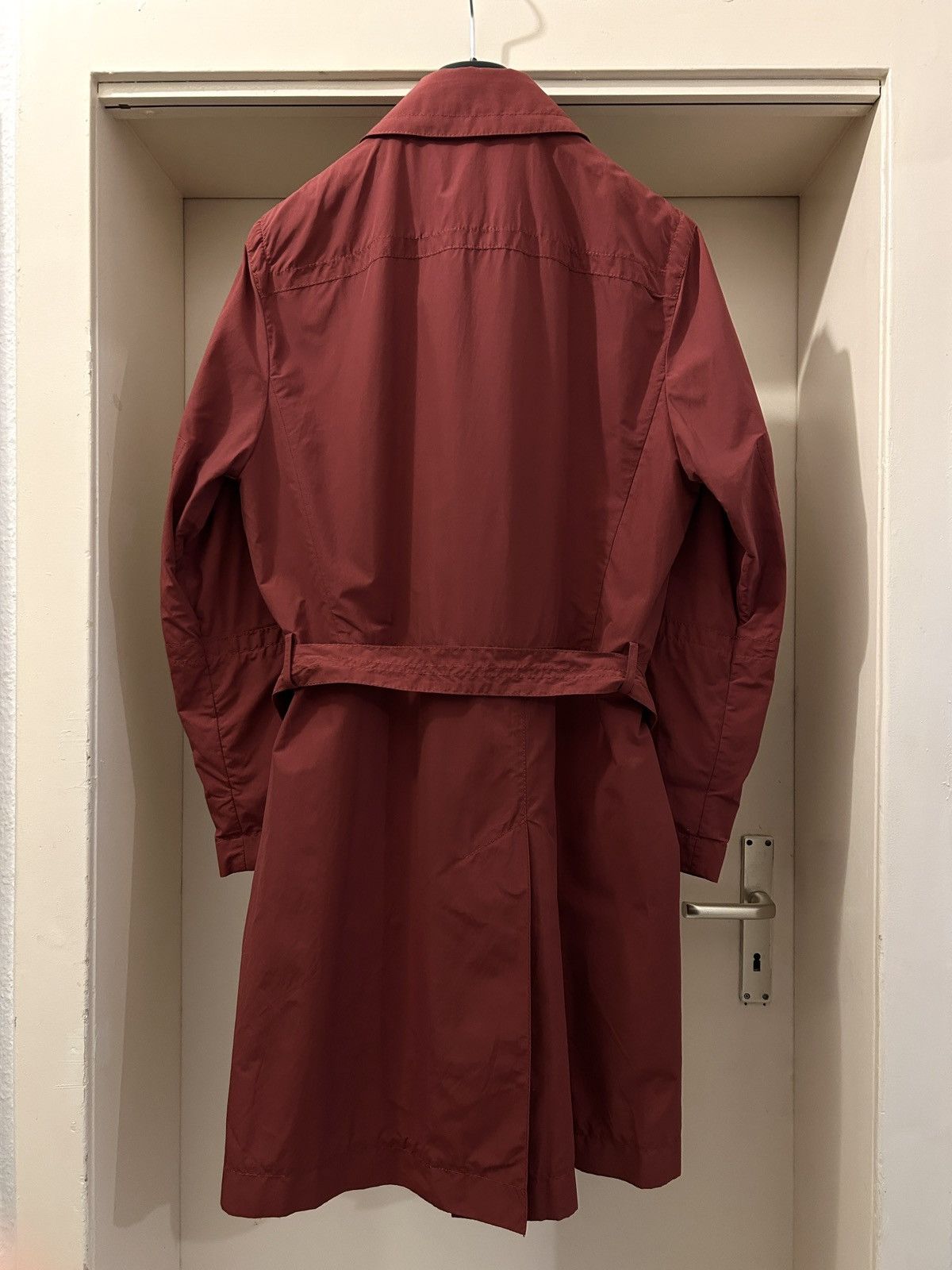 Dirk Bikkembergs S/S 1999 archive red nylon belted coat Size US M / EU 48-50 / 2 - 2 Thumbnail