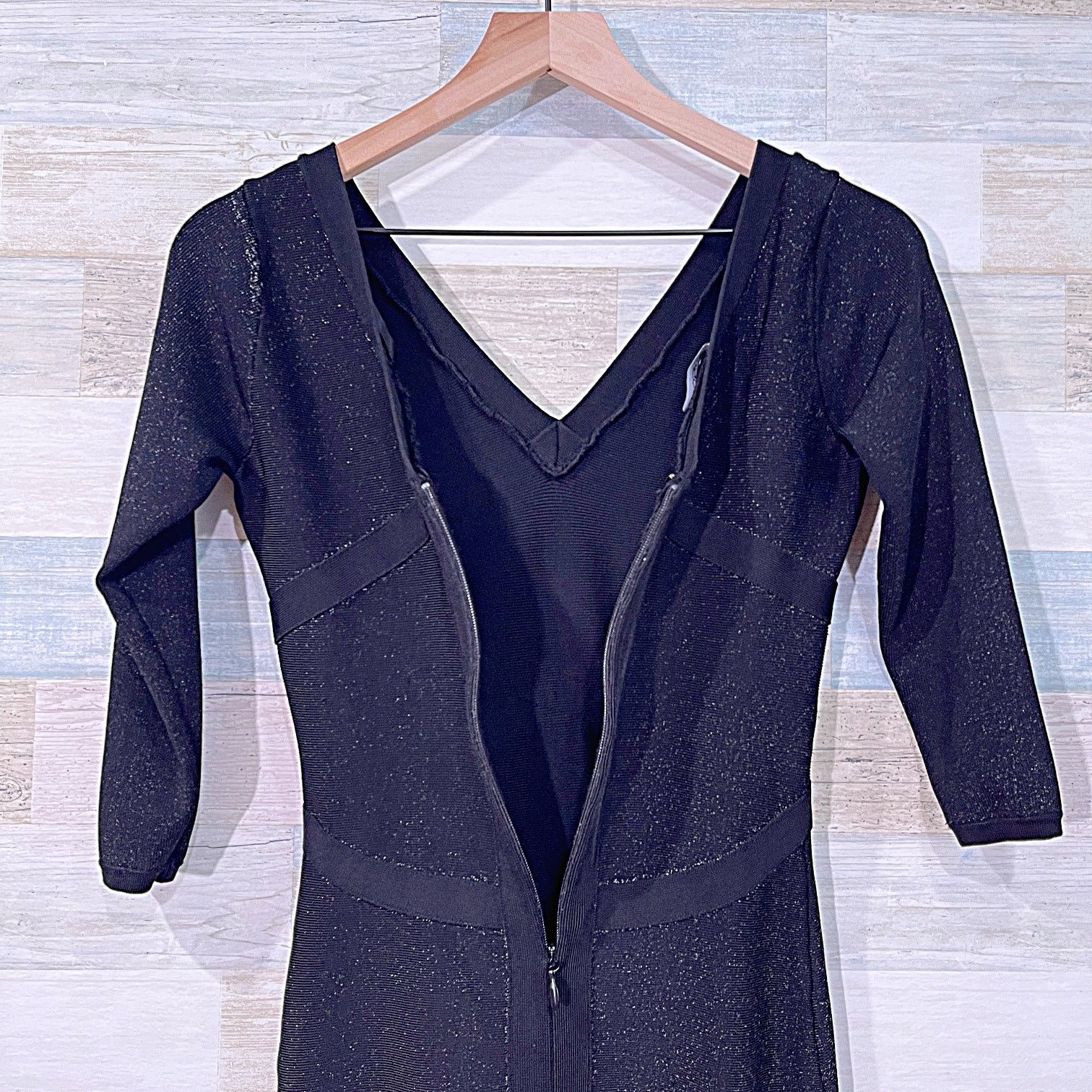 Bcbgmaxazria BEBE Glitter Bandage Bodycon Dress Black Womens Small Size S / US 4 / IT 40 - 4 Thumbnail