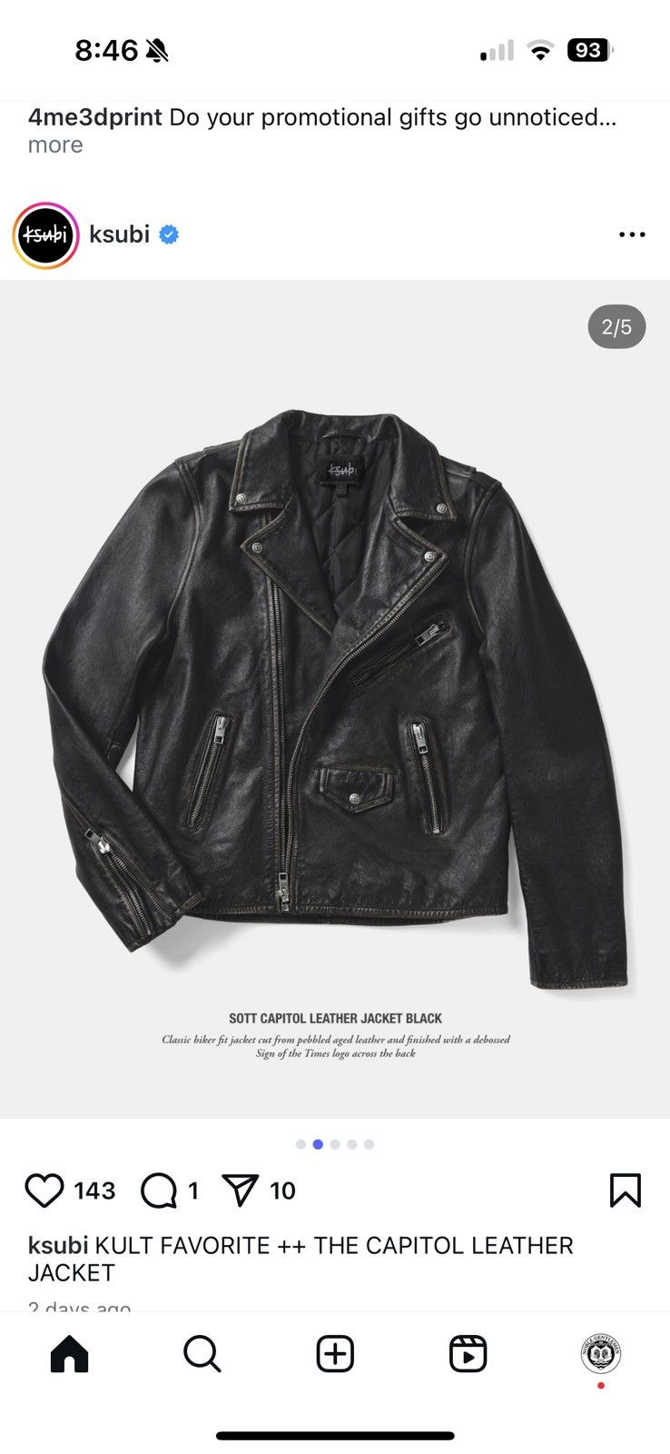 Ksubi Sott Capital Leather Size US M / EU 48-50 / 2 - 6 Thumbnail