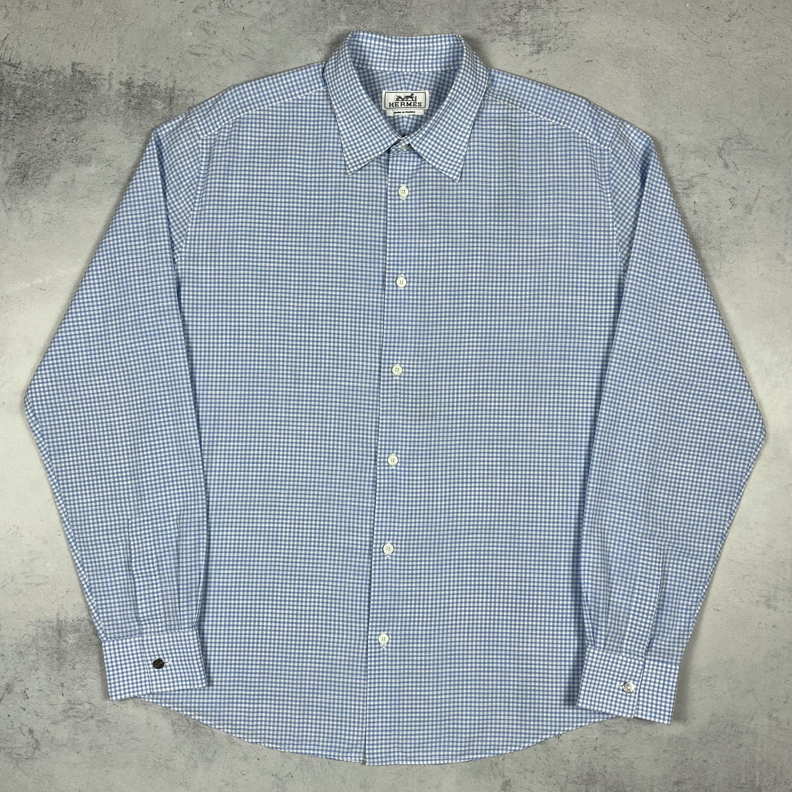 Hermes Hermes Paris Long Sleeve Button Up Checkered Shirt Size US L / EU 52-54 / 3 - 2 Thumbnail