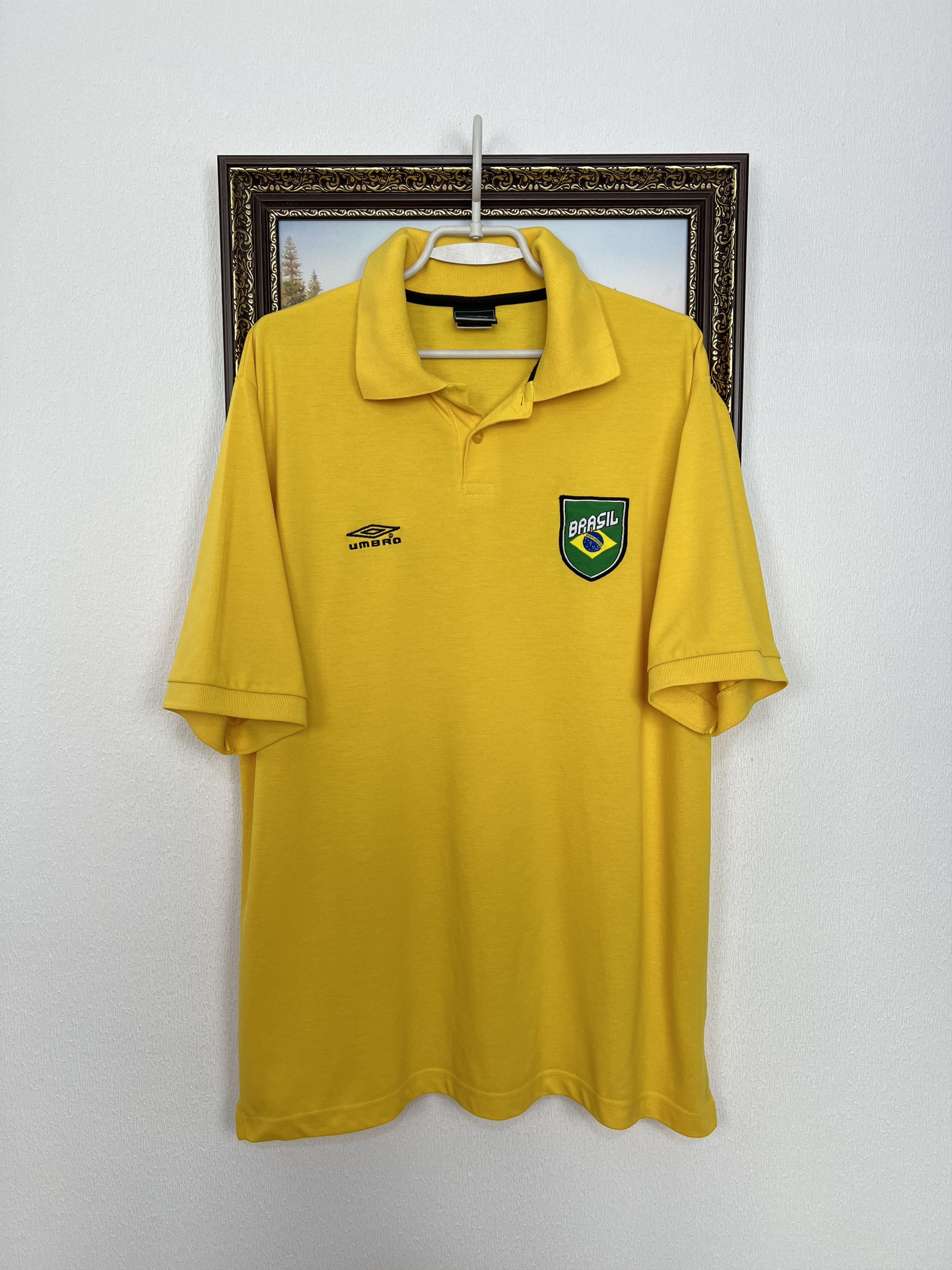 Umbro Vintage 2000's Brazil Umbro Polo Football Shirt Soccer Size US XXL / EU 58 / 5 - 1 Thumbnail