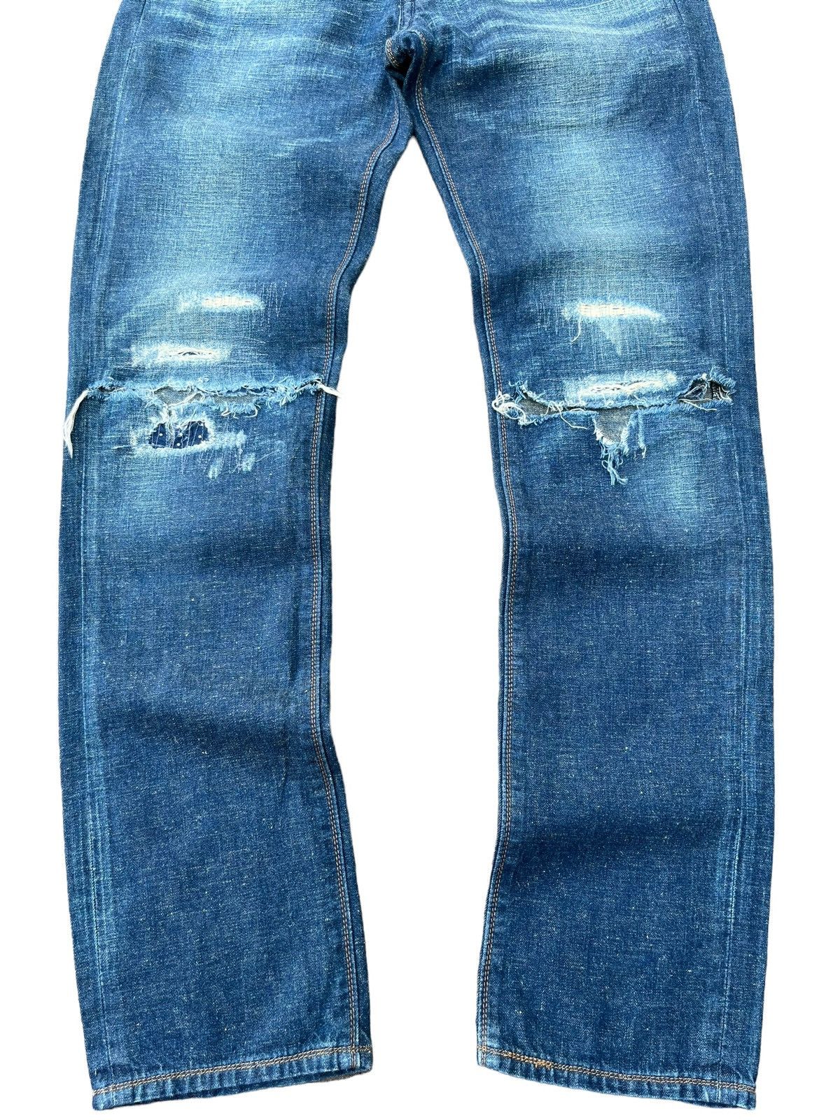 Levi's × Vintage Vintage Levi’s 511 Trashed Sashiko Style Blue Washed Jeans Size US 28 / EU 44 - 5 Thumbnail