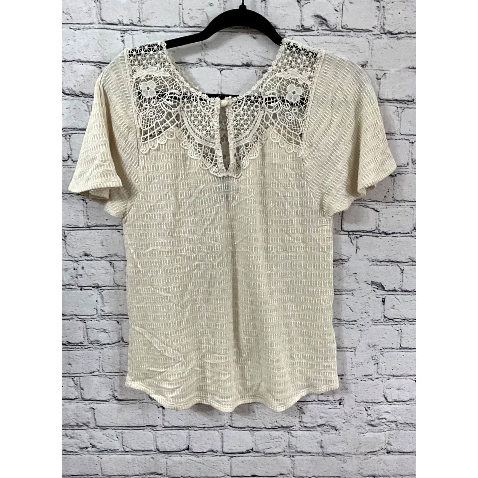 Vintage Buckle Womens Top Blouse XS White Round Neck Short Sleeve Pullover Knit Casual Spring Fall Regular Fit Machine Washable NWT Size XS / US 0-2 / IT 36-38 - 5 Thumbnail