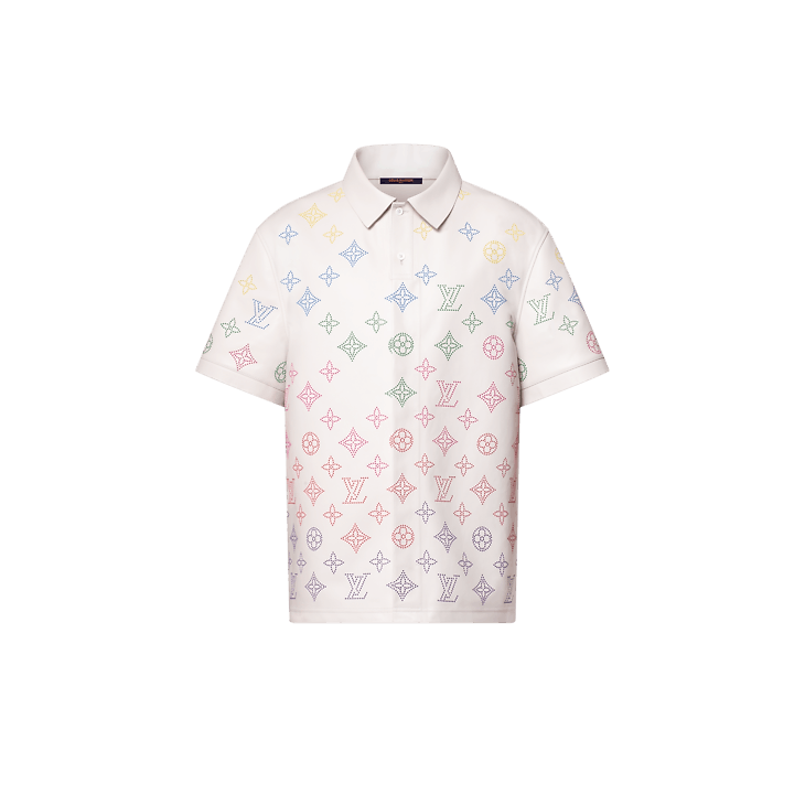 Monogram Flower Perforated Leather Polo Shirt