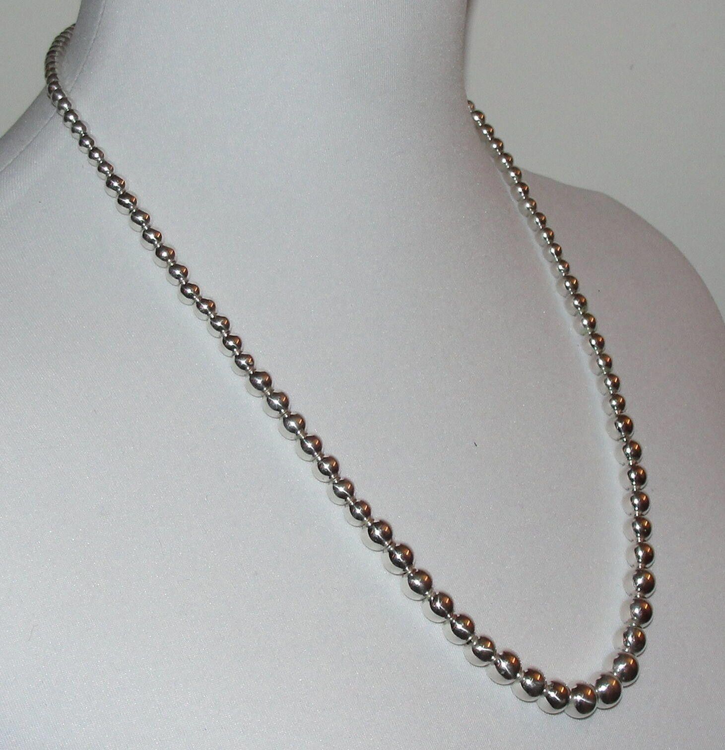 Designer Shiny Sterling Silver Graduated Ball Bead Necklace Size ONE SIZE - 3 Thumbnail