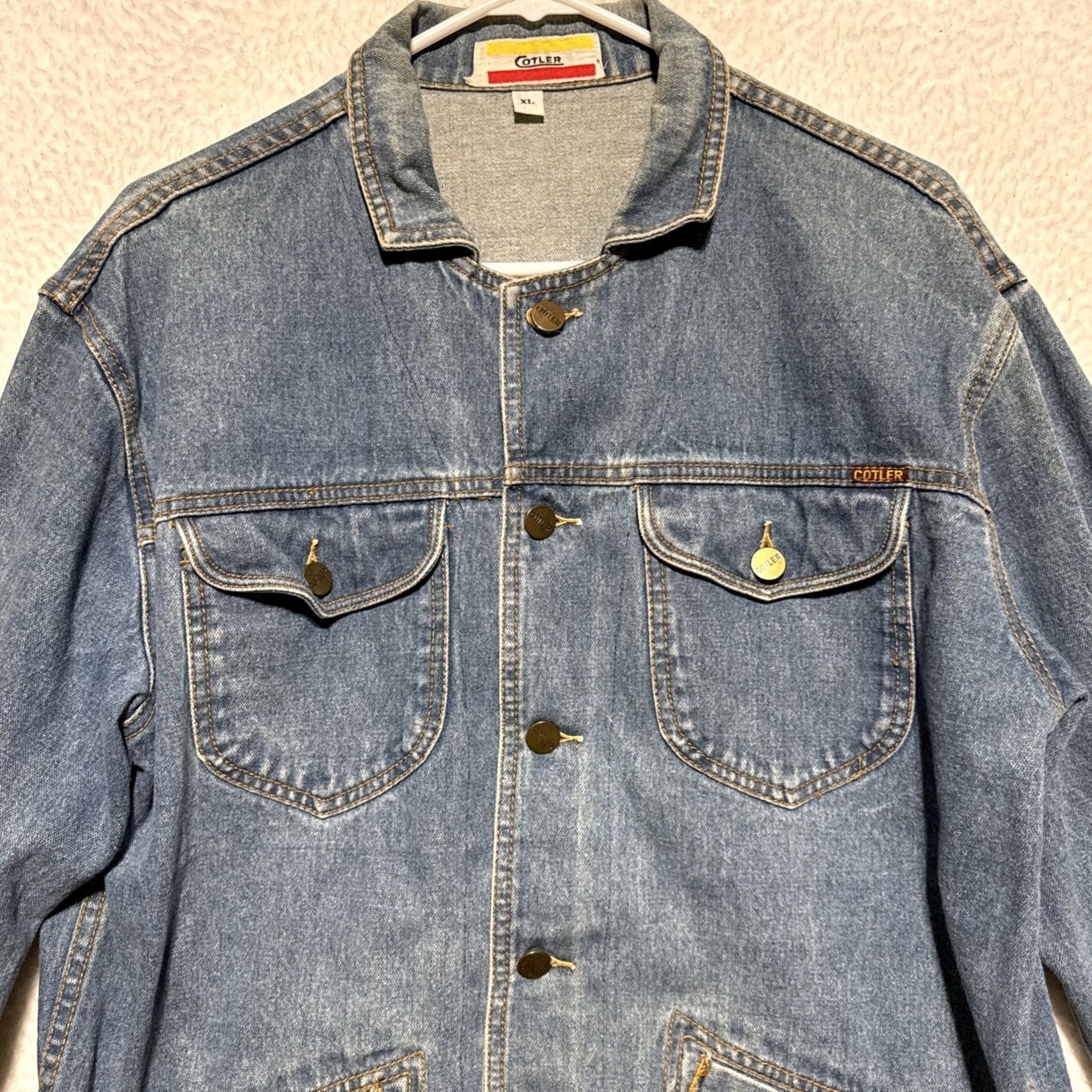 Denime VINTAGE Cotler Denim Jacket Women's XL Blue Cotton Mid-Length Long Sleeve Button Pockets Collared Size 40" / US 18 - 5 Thumbnail