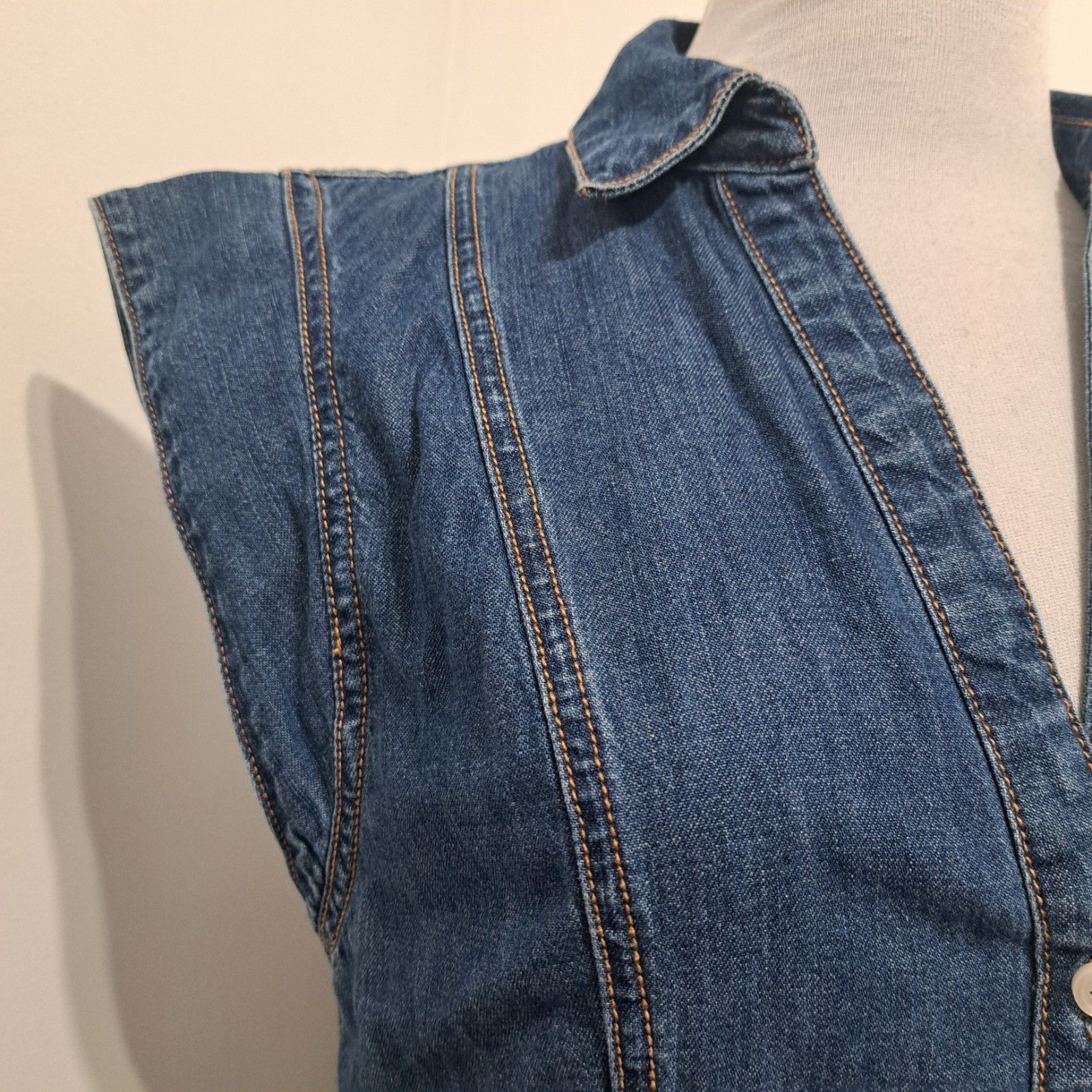 Veronica Beard Veronica Beard Jeans Button Front Closure Cap Sleeve Tiered Size M / US 6-8 / IT 42-44 - 13 Thumbnail