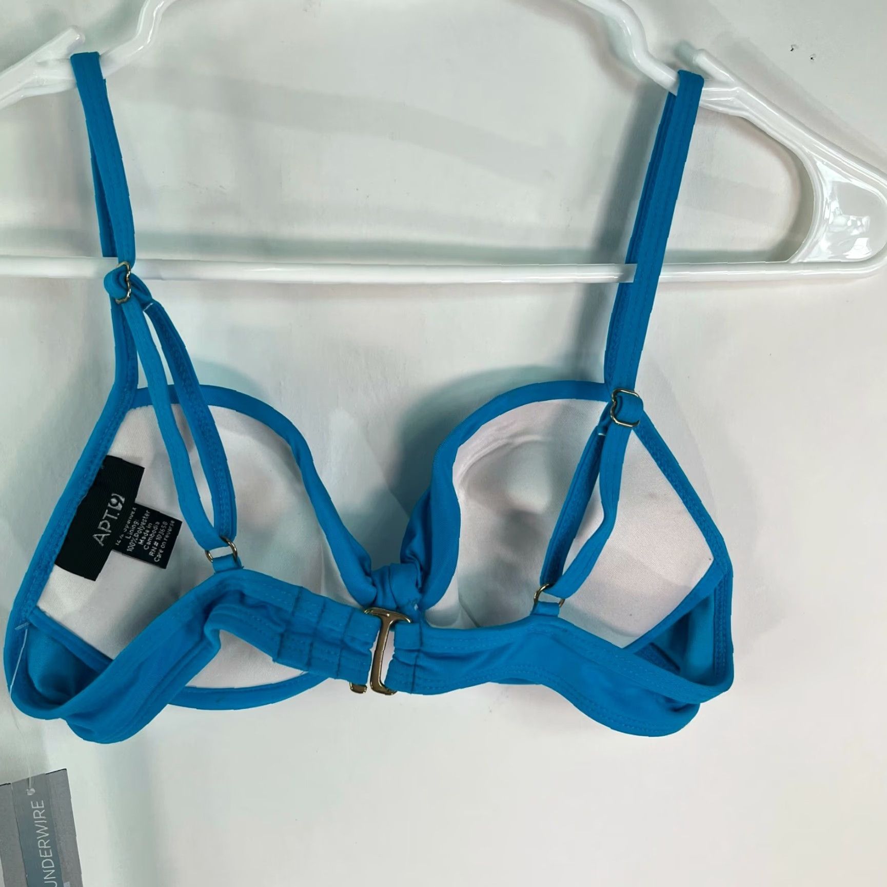 Apt. 9 Apt.9 Women Bikini Top Solid Blue Padded Push Up Underwire Halter Size 6 BIKINI TOP Womens Blue 6 Size M / US 6-8 / IT 42-44 - 2 Thumbnail