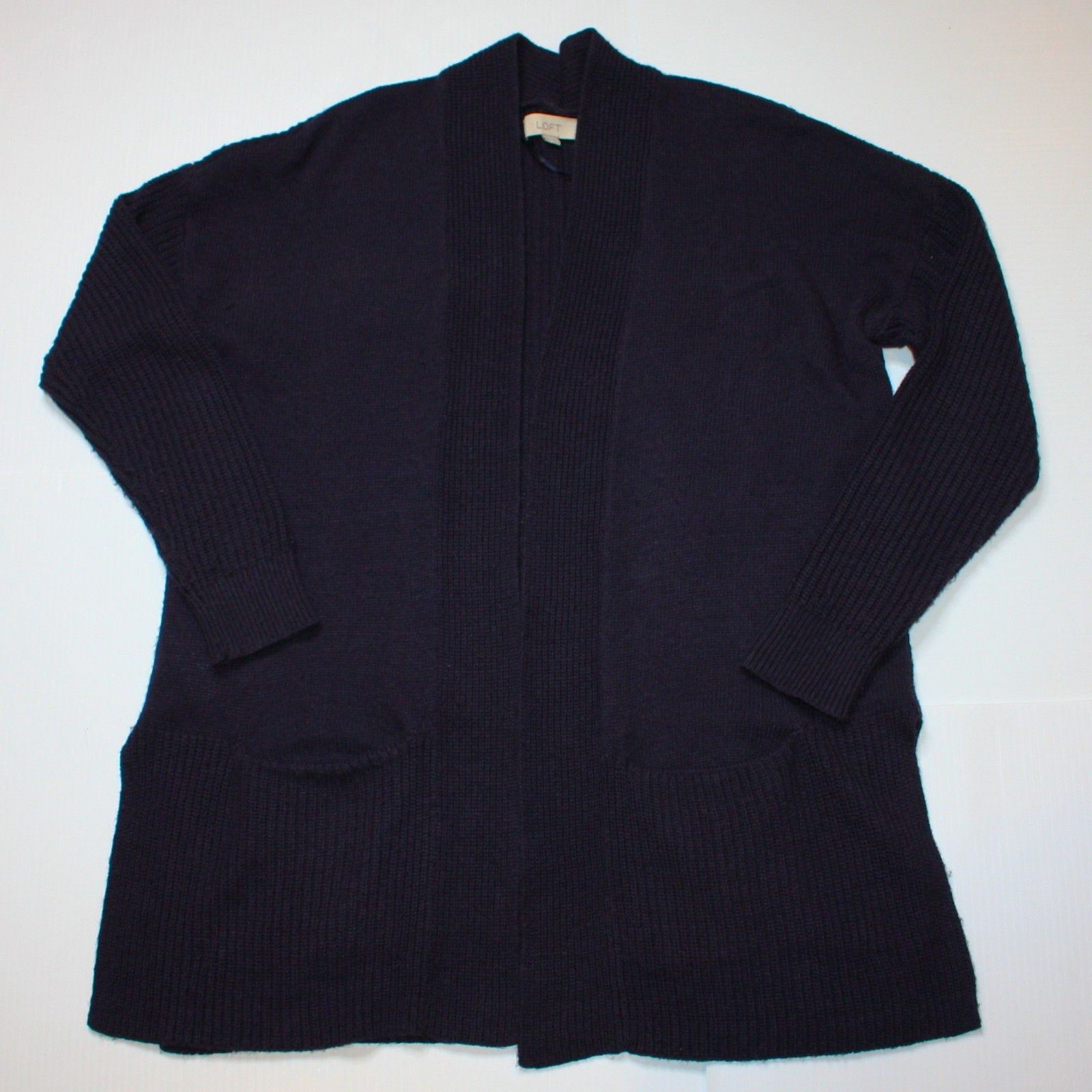 Loft Rib Trim Pocket Open Cardigan Sweater in Navy and size Small Size S / US 4 / IT 40 - 5 Thumbnail