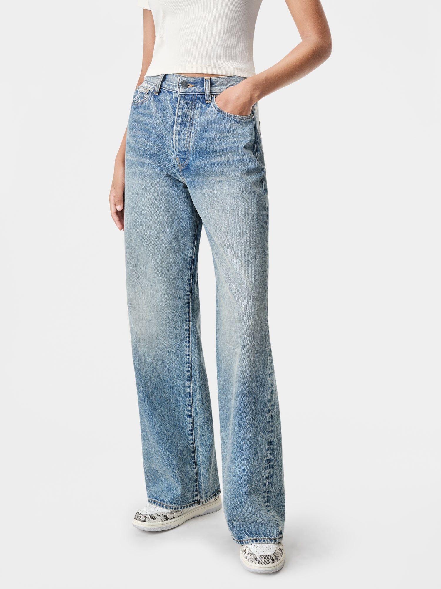 Amiri o1orln1025 MA Quad Wide Leg Jeans in Blue Size 27" / US 4 / IT 40 - 4 Thumbnail