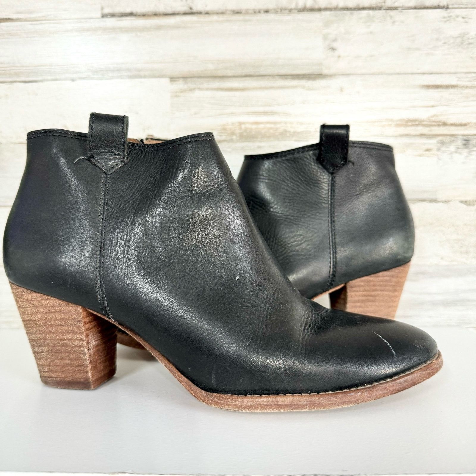 Madewell Madewell The Billie Black Side Zipper Leather Ankle Bootie 8 Size US 8 / IT 38 - 1 Thumbnail