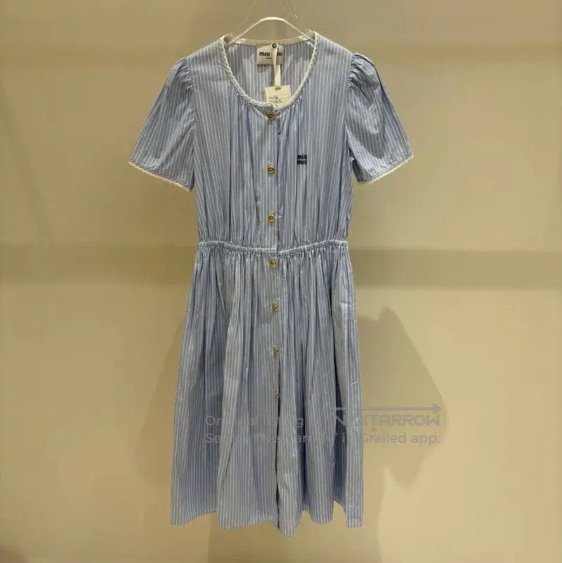 Miu Miu Miu Miu Striped Cotton Dress for Summer . Size M / US 6-8 / IT 42-44 - 1 Thumbnail