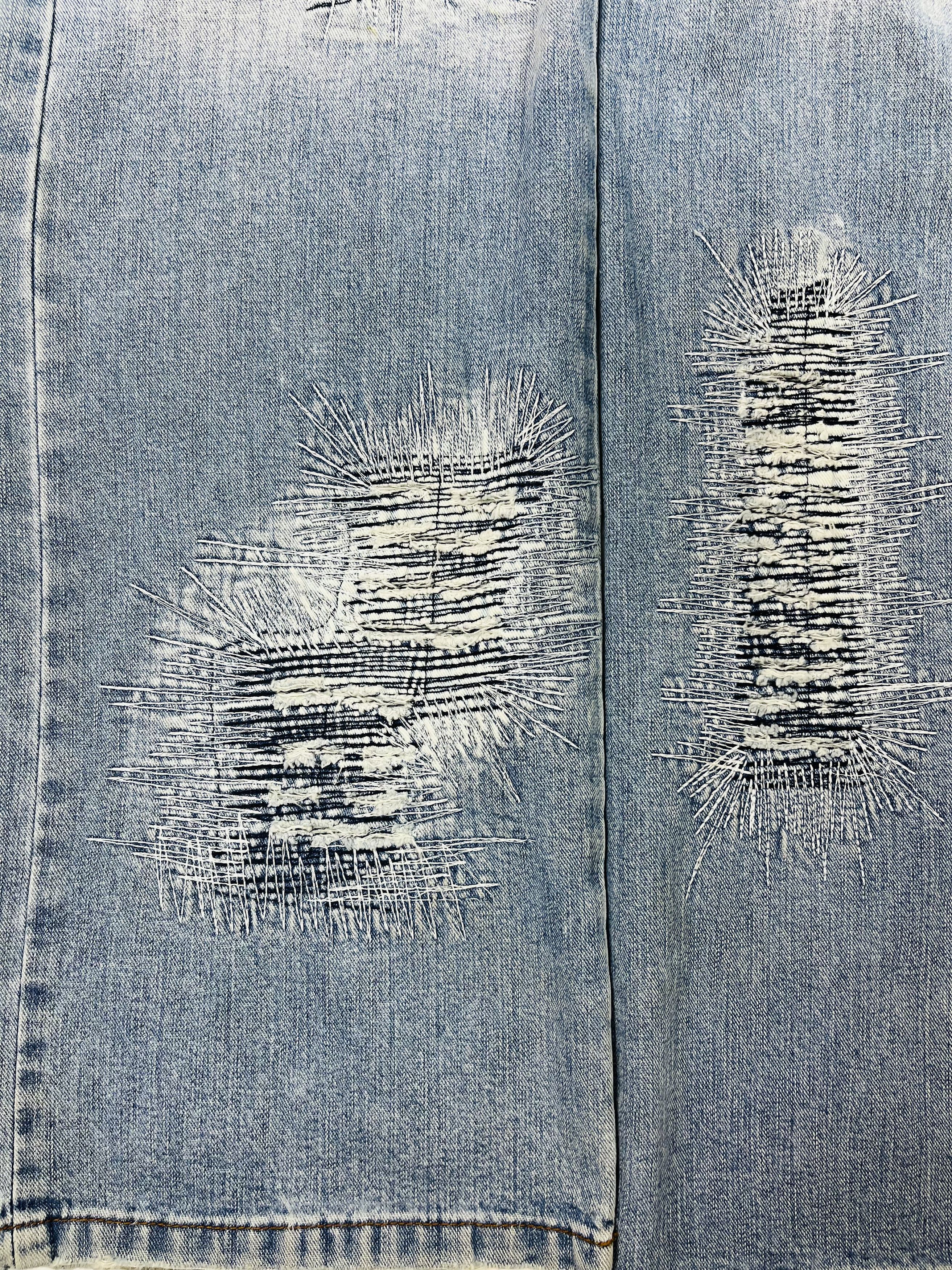 Other 1990s BAGGY DISTRESSED REPAIRED FADED DENIM PANTS - № 3003 Size US 34 / EU 50 - 7 Thumbnail
