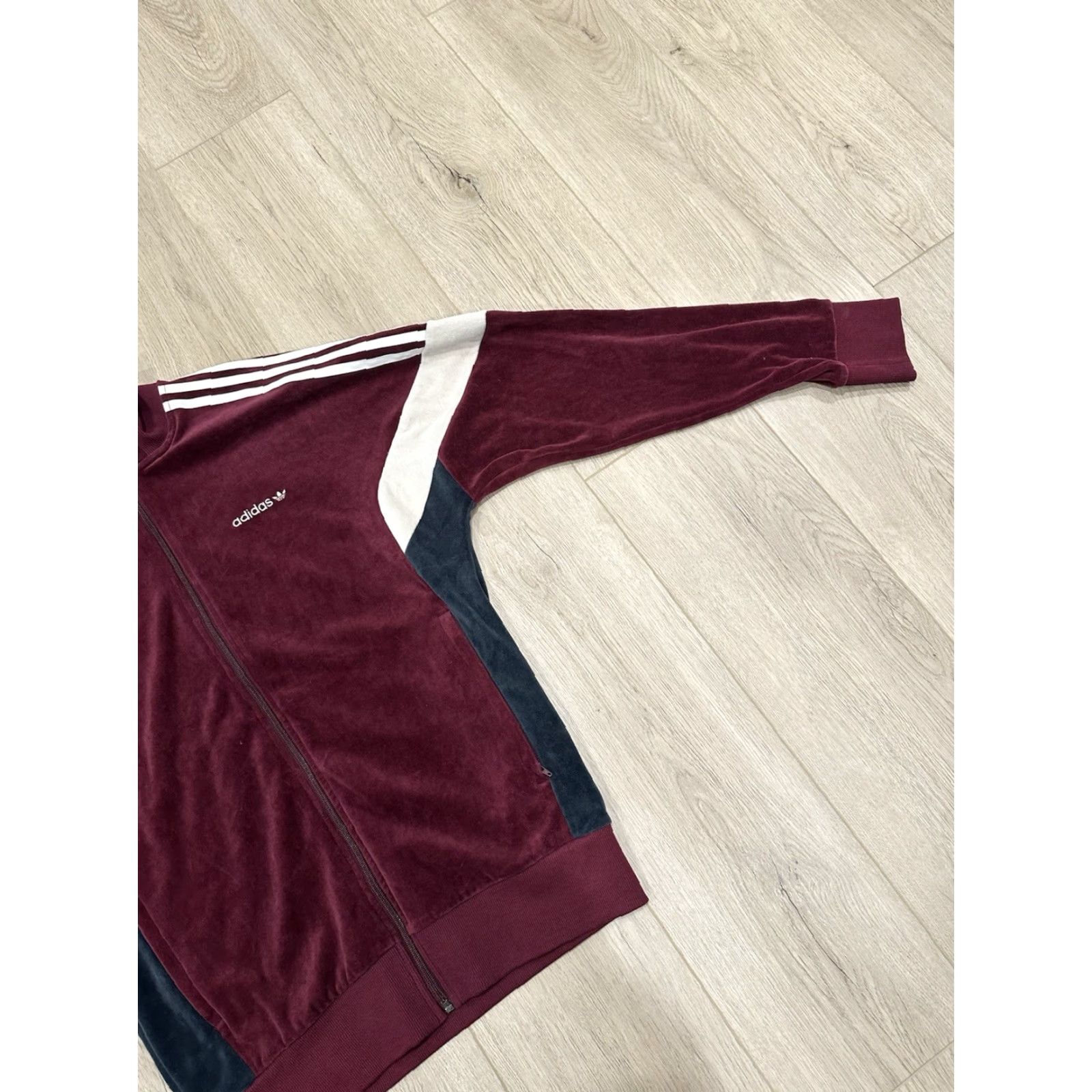Adidas Retro Adidas Velour Tack Top Jacket Mens Medium Burgandy Size US M / EU 48-50 / 2 - 2 Thumbnail