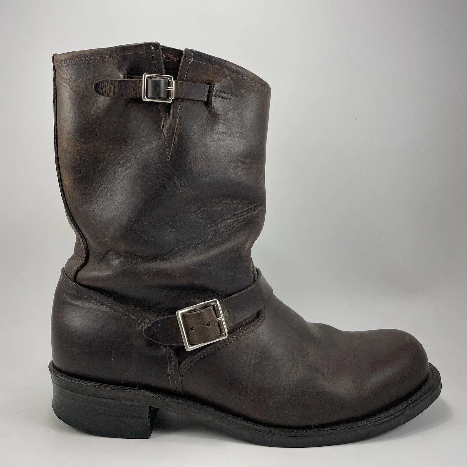 Frye Engineer Boots Brown Leather 13 M Leather Buckle
