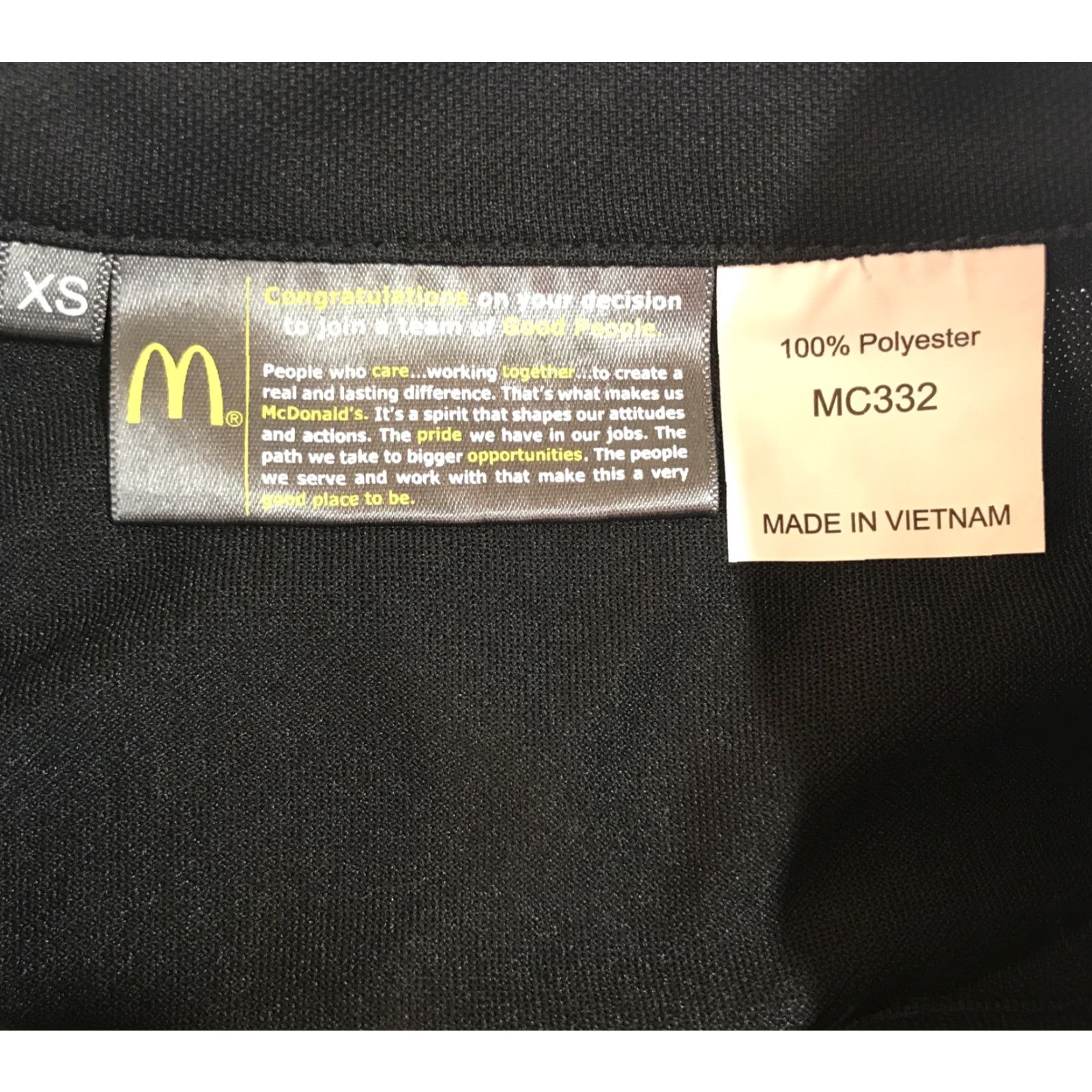 McDonalds McDonald’s Crew Uniform Black Polo Shirt XS Unisex Employee