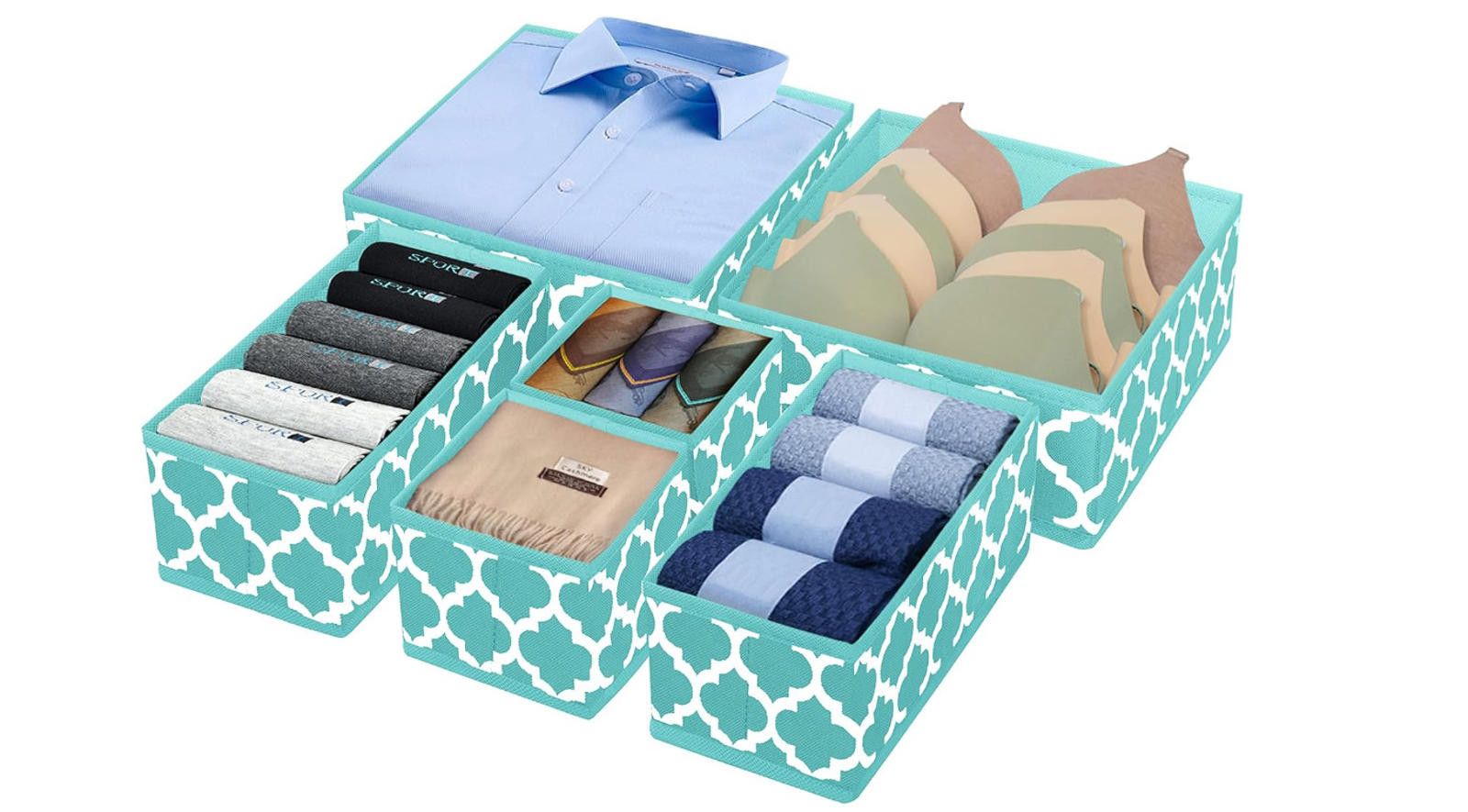 Designer Underwear Drawer Organizer Basket Bins Fabric Drawer Divider Size ONE SIZE - 1 Thumbnail