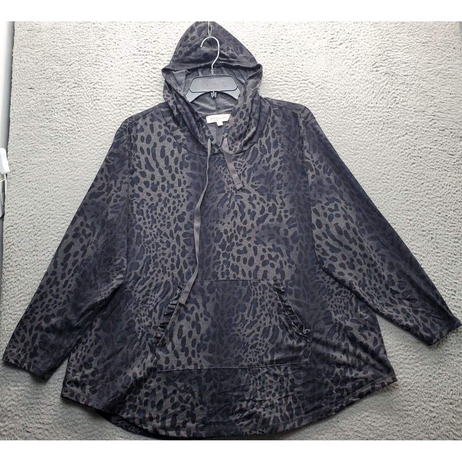 Vintage Philosophy Womens Pullover Hoodie Size 3X Multi Leopard Print Soft Stretch Drawstring Hoodie VINTAGE? No Size XXL / US 16-18 / IT 52-54 - 2 Thumbnail