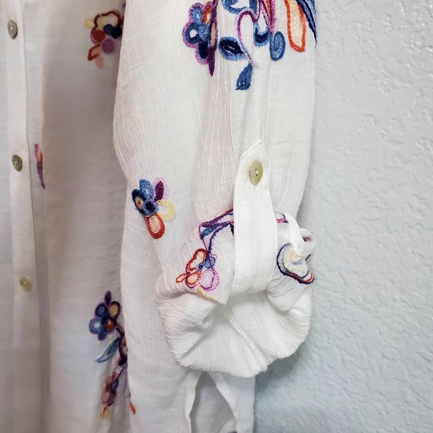 Vintage Figueroa & Flower Women Top XL White Sheer Embroidered Button Up Boho Shirt Size XL / US 12-14 / IT 48-50 - 5 Thumbnail
