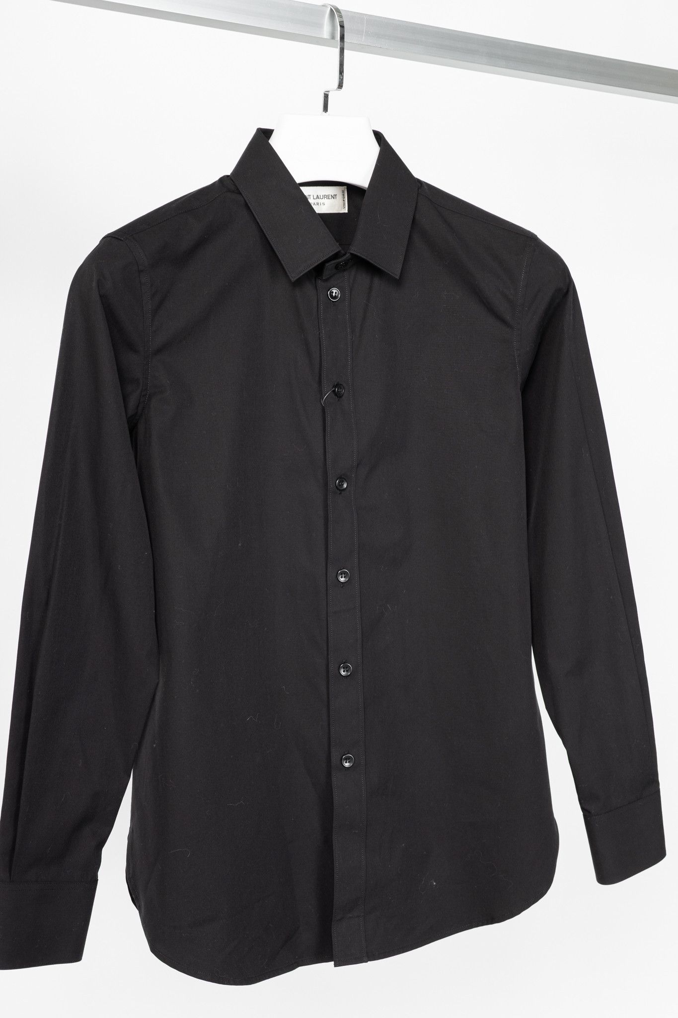 Saint Laurent Paris Saint Laurent Black Cotton-Poplin Buttoned Shirt Size S / US 4 / IT 40 - 3 Thumbnail