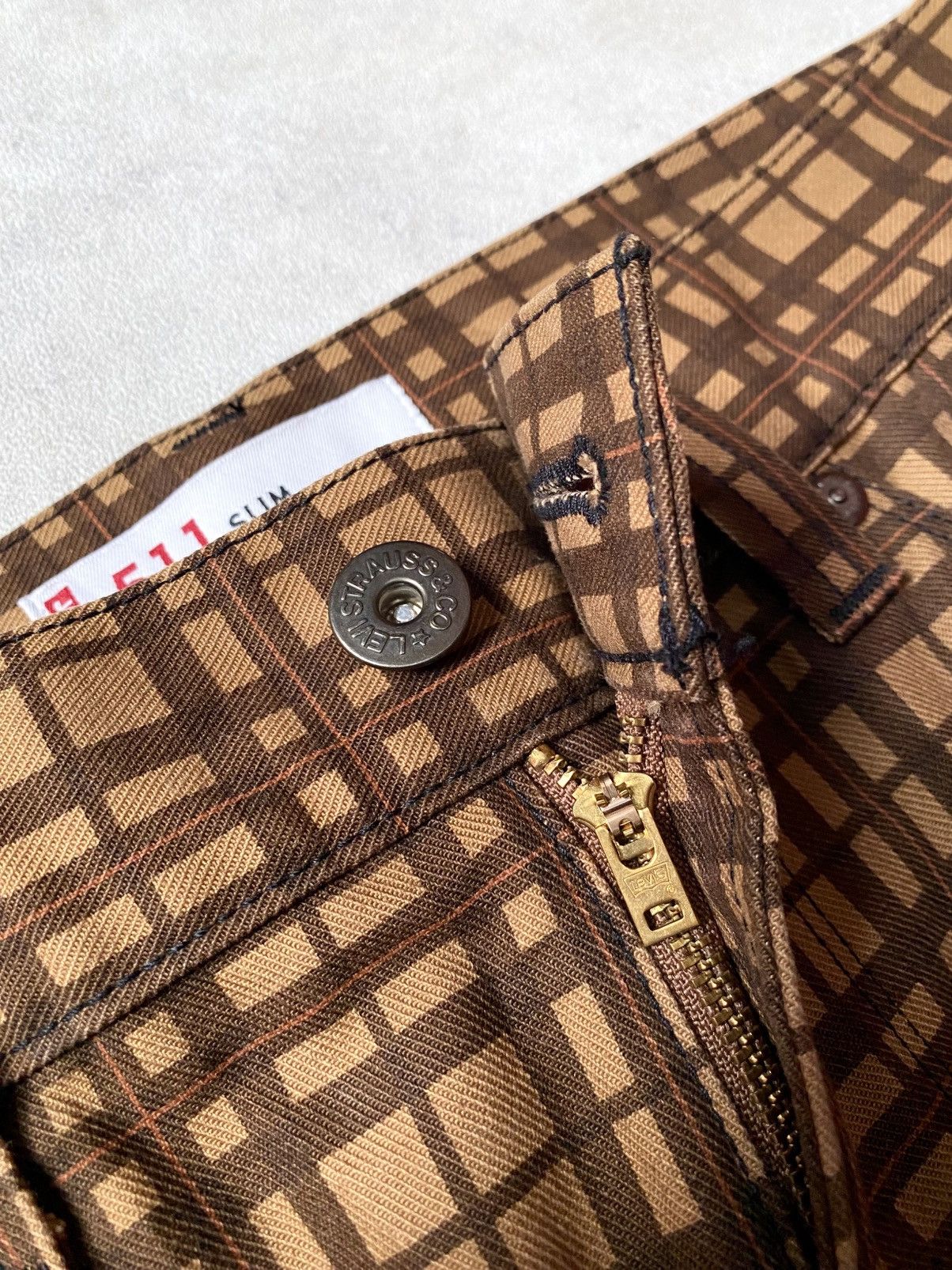 Levi's Vintage Levis Plaid Checkered Brown Jeans Size US 34 / EU 50 - 11 Thumbnail