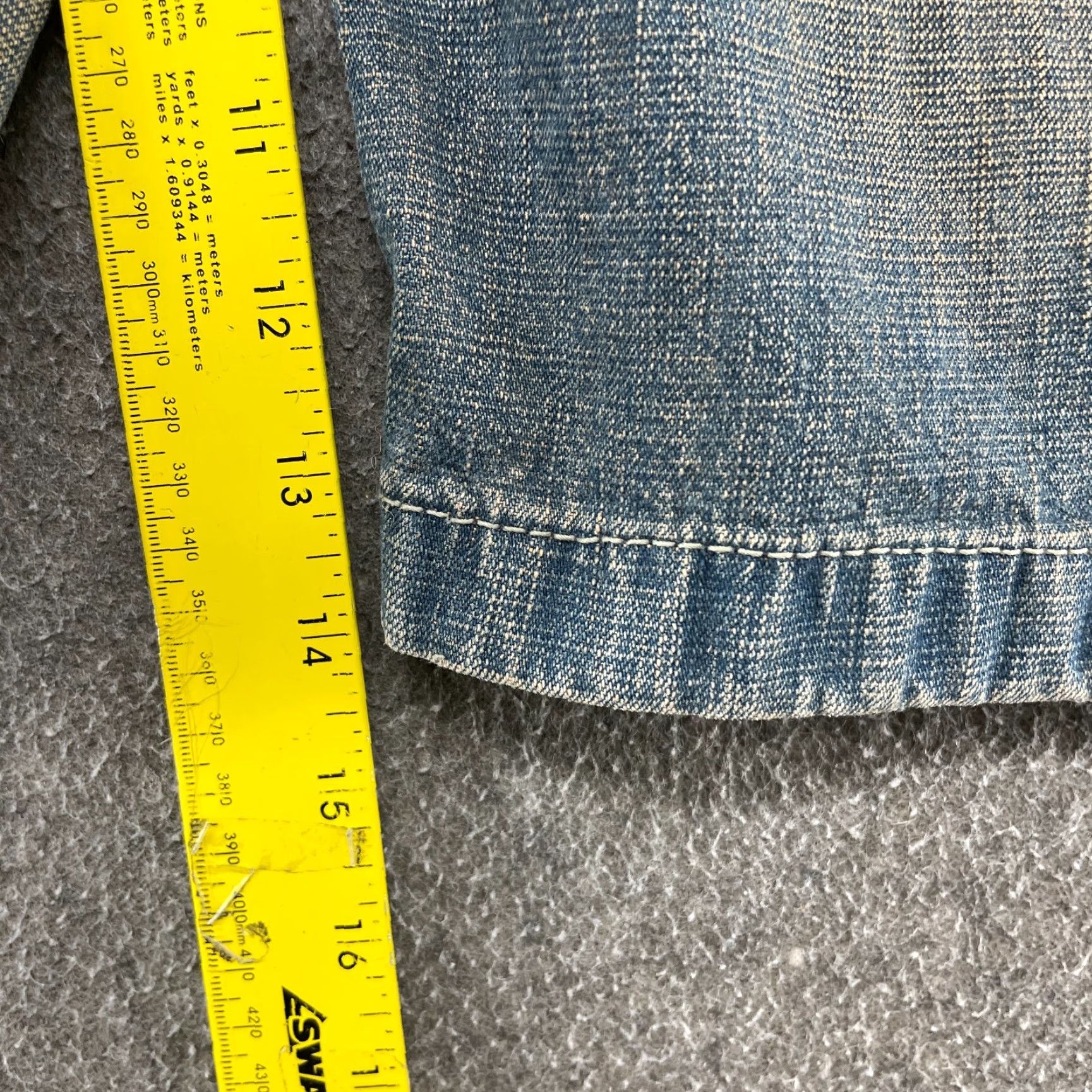 Vintage VINTAGE Baggy Jean Shorts Mens 38 Blue Patchwork Jorts Wide Leg Medium Wash 90s Size US 38 / EU 54 - 7 Thumbnail
